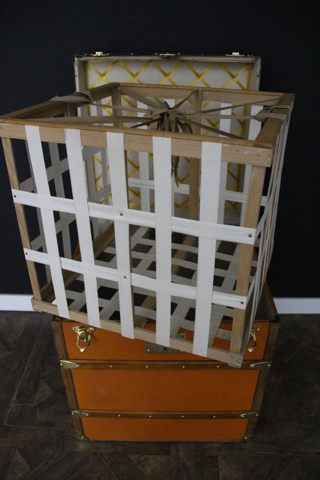 Orange Moynat Trunk, Moynat Steamer Trunk, Moynat Hat Trunk, Moynat Cube Trunk For Sale 6