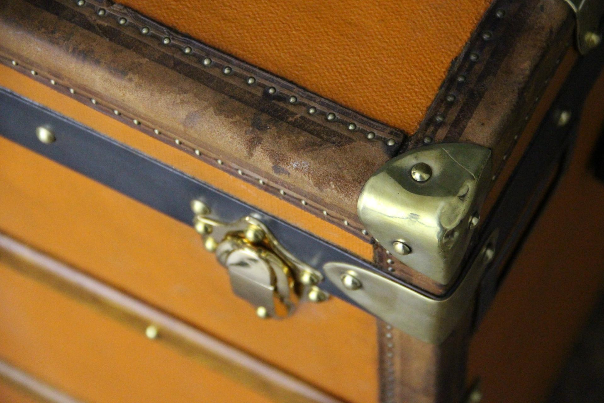 Orange Moynat Trunk, Moynat Steamer Trunk, Moynat Hat Trunk, Moynat Cube Trunk For Sale 10