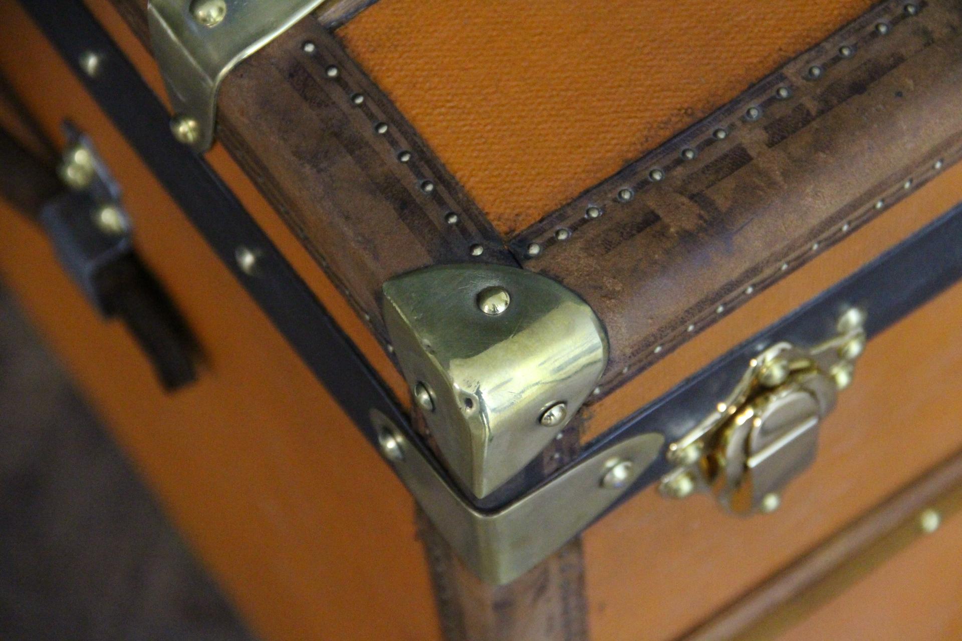 Orange Moynat Trunk, Moynat Steamer Trunk, Moynat Hat Trunk, Moynat Cube Trunk For Sale 11
