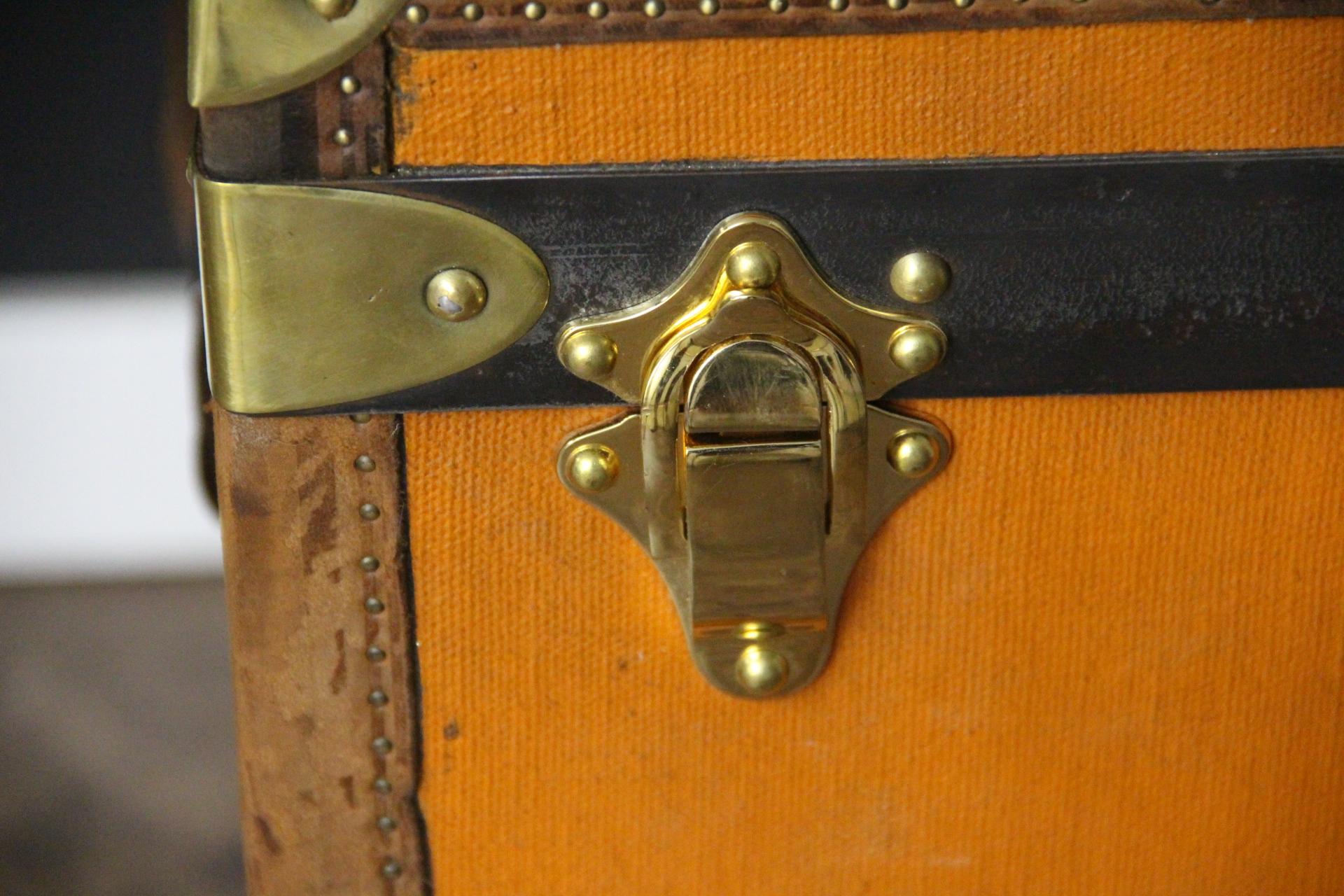 French Orange Moynat Trunk, Moynat Steamer Trunk, Moynat Hat Trunk, Moynat Cube Trunk For Sale