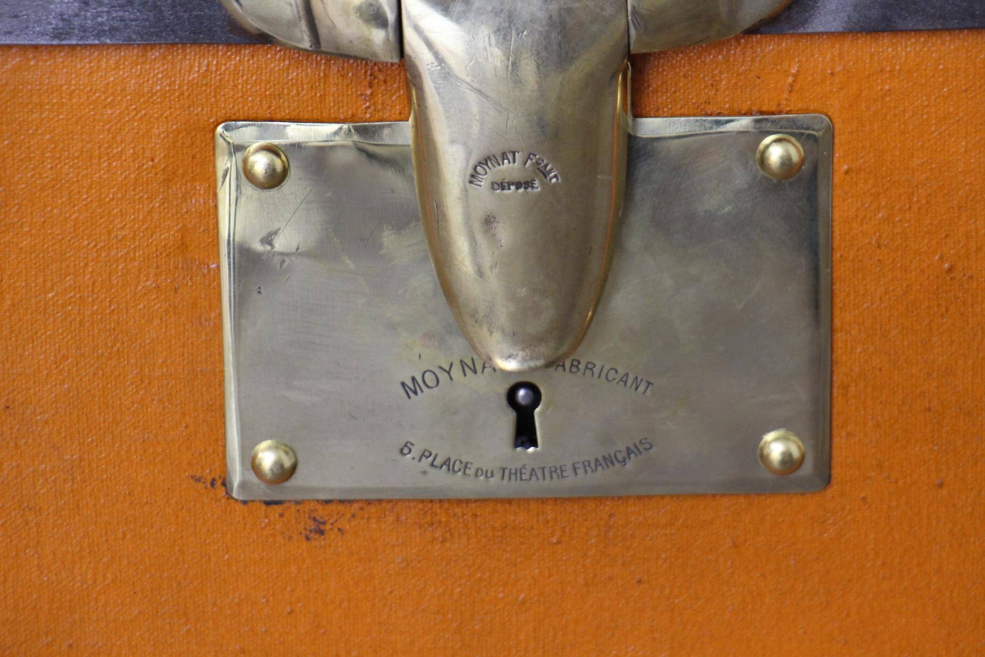 20th Century Orange Moynat Trunk, Moynat Steamer Trunk, Moynat Hat Trunk, Moynat Cube Trunk