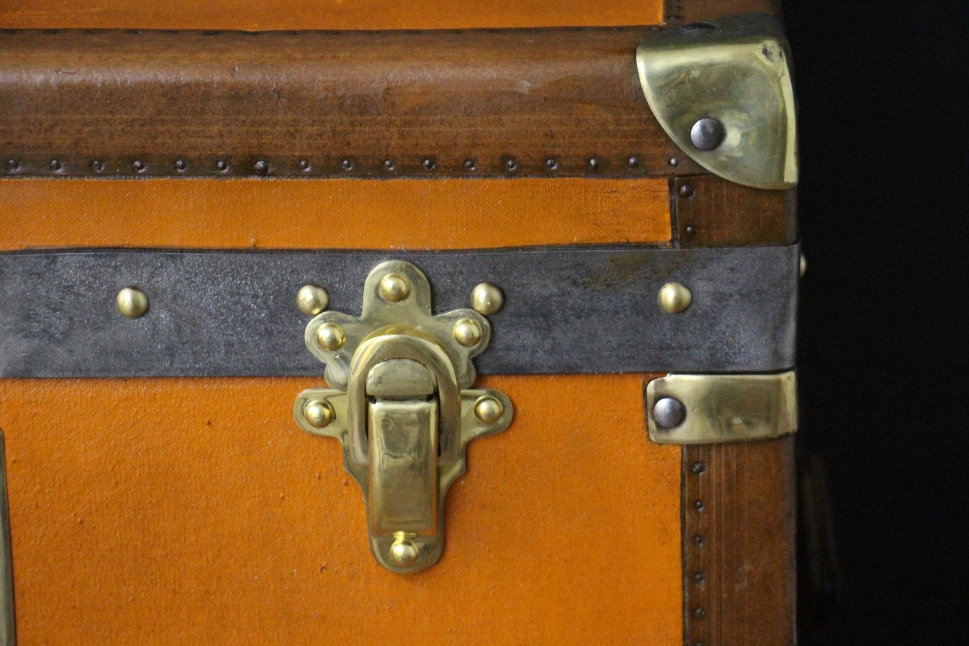 Brass Orange Moynat Trunk, Moynat Steamer Trunk, Moynat Hat Trunk, Moynat Cube Trunk