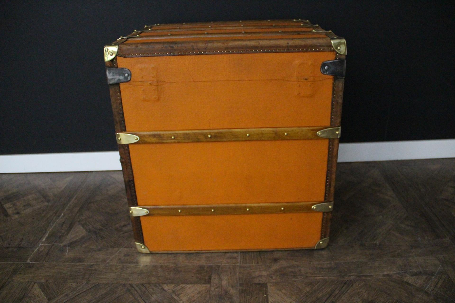 Orange Moynat Trunk, Moynat Steamer Trunk, Moynat Hat Trunk, Moynat Cube Trunk For Sale 2