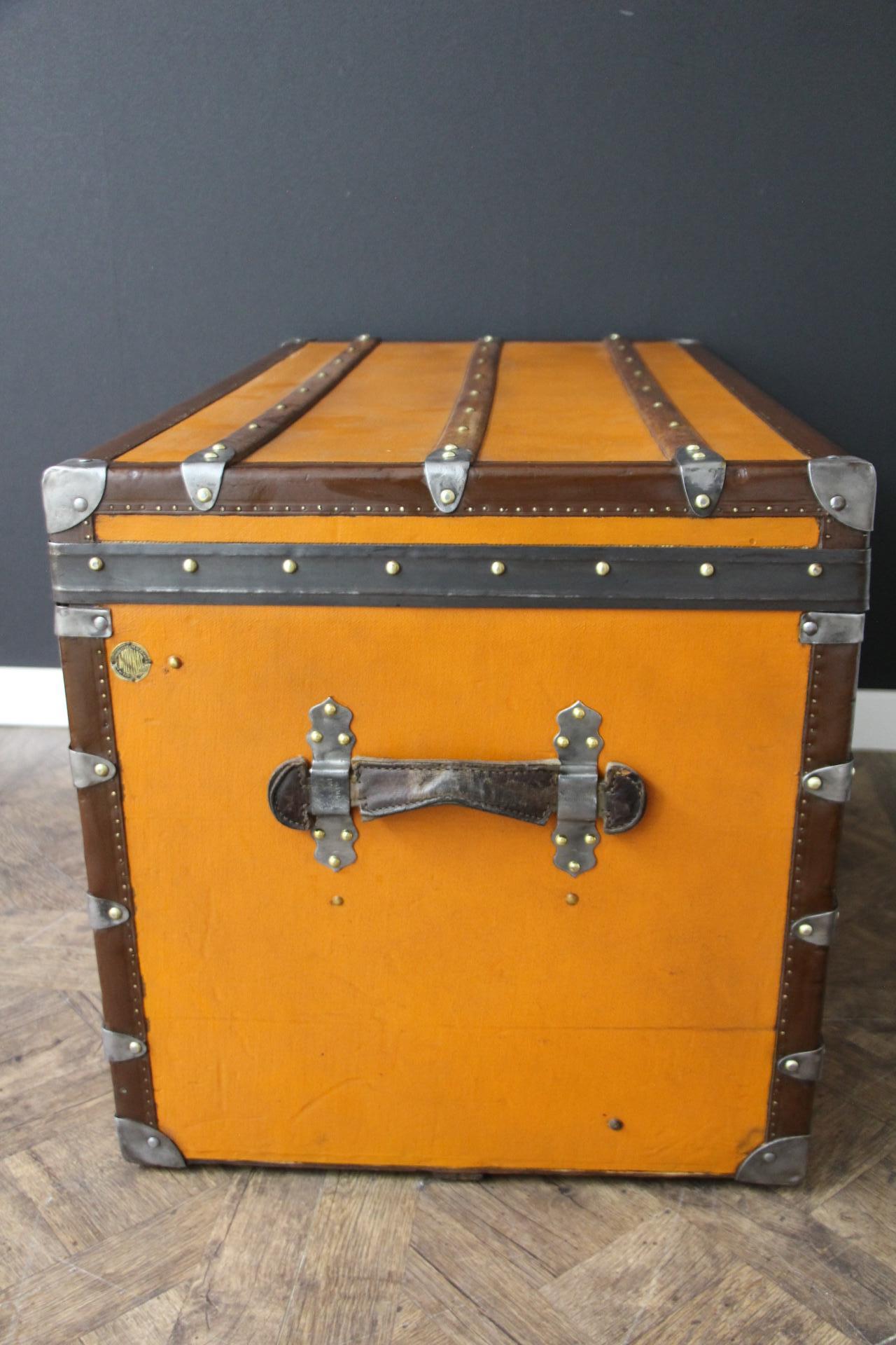 Orange Moynat Trunk, Moynat Steamer Trunk, Moynat Luggage For Sale 4