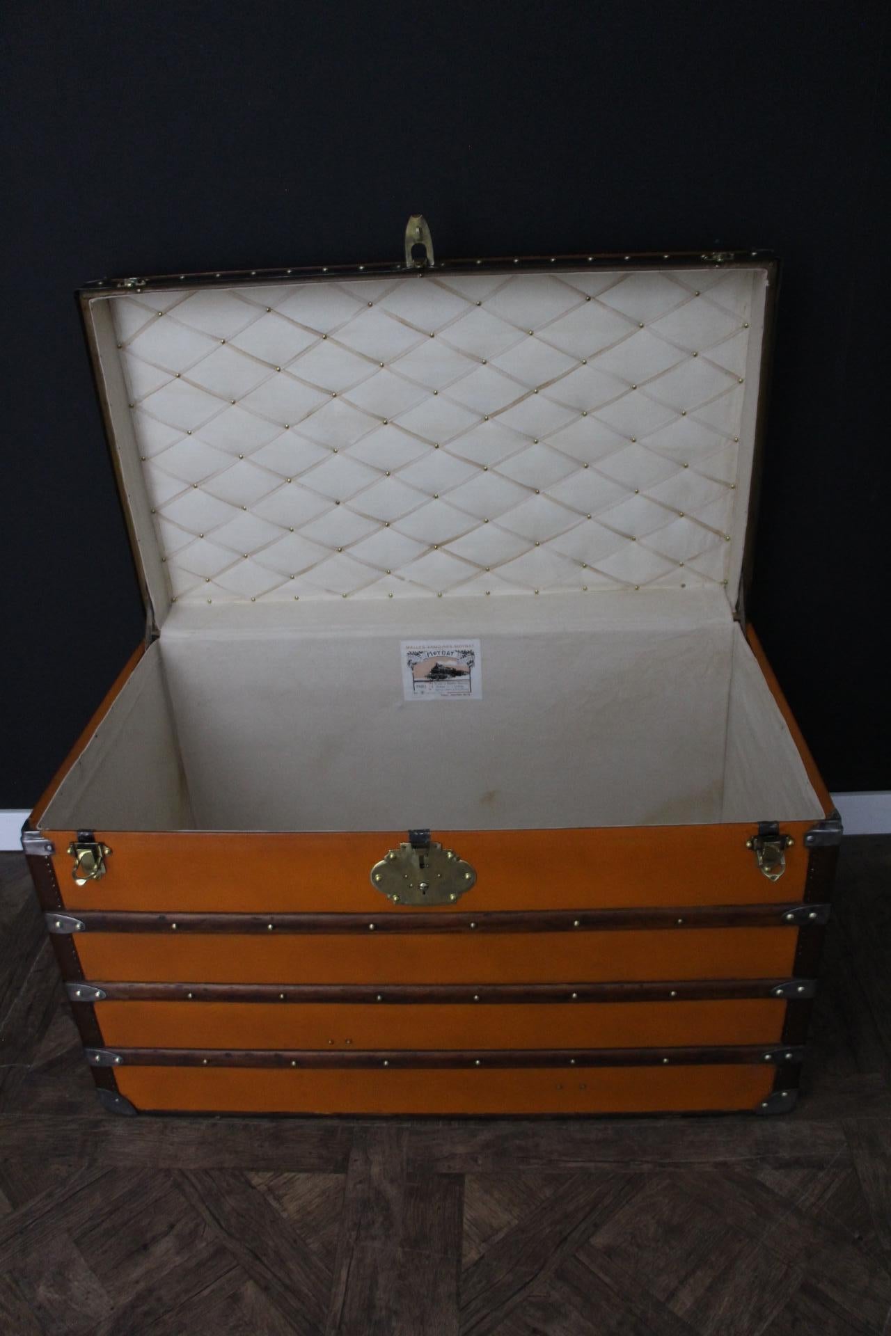 Orange Moynat Trunk, Moynat Steamer Trunk, Moynat Luggage For Sale 7