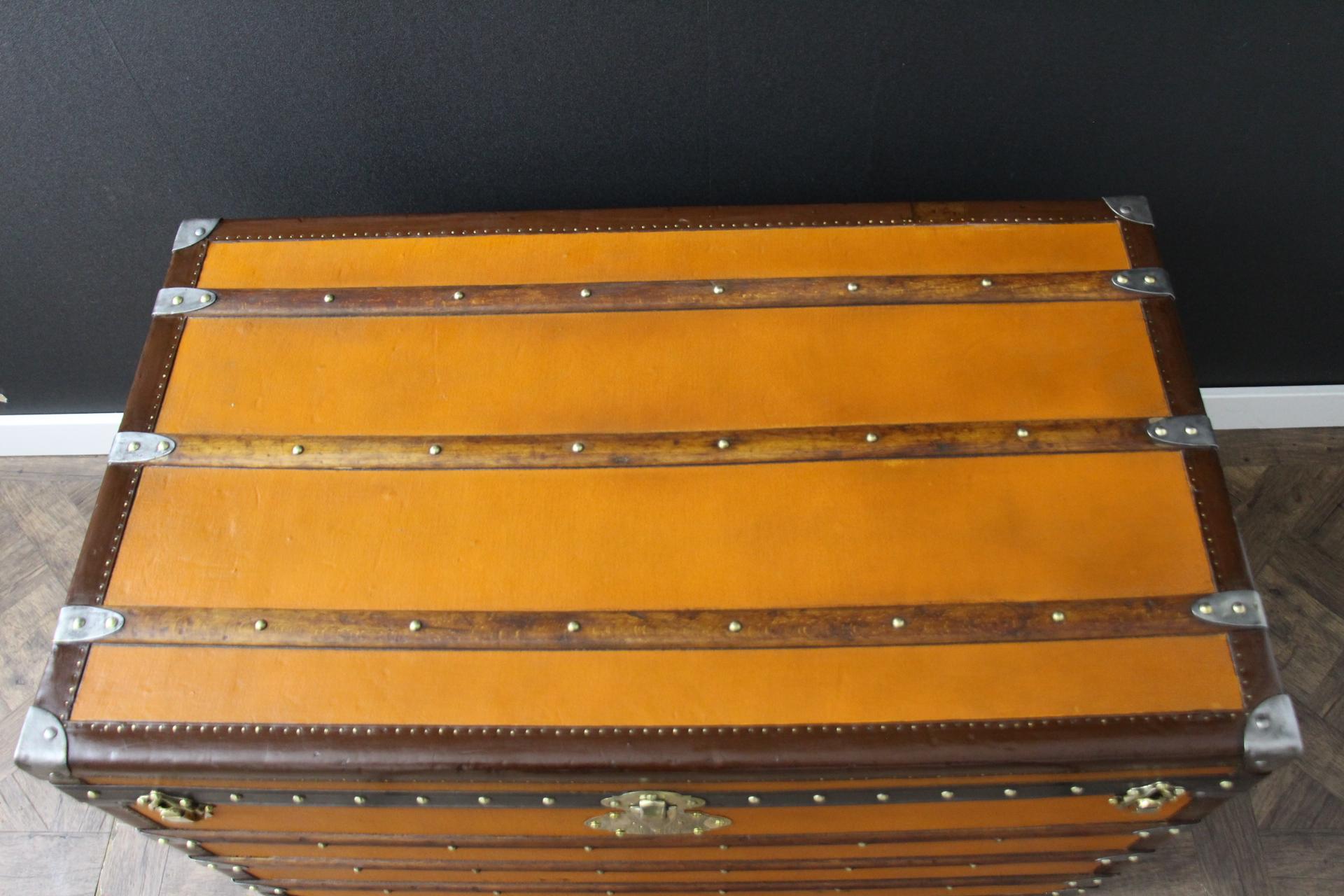 Orange Moynat Trunk, Moynat Steamer Trunk, Moynat Luggage For Sale 11
