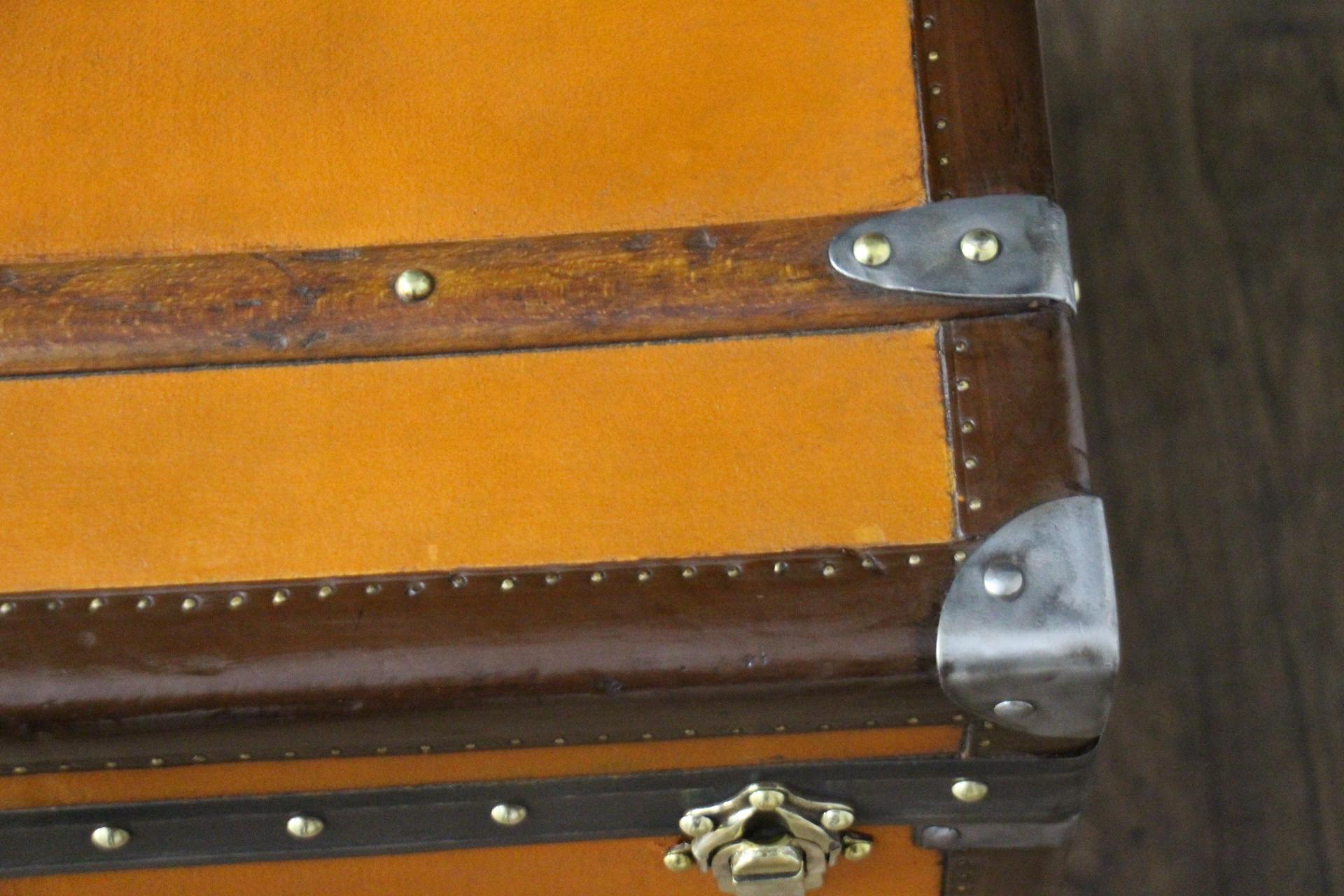 Orange Moynat Trunk, Moynat Steamer Trunk, Moynat Luggage For Sale 12
