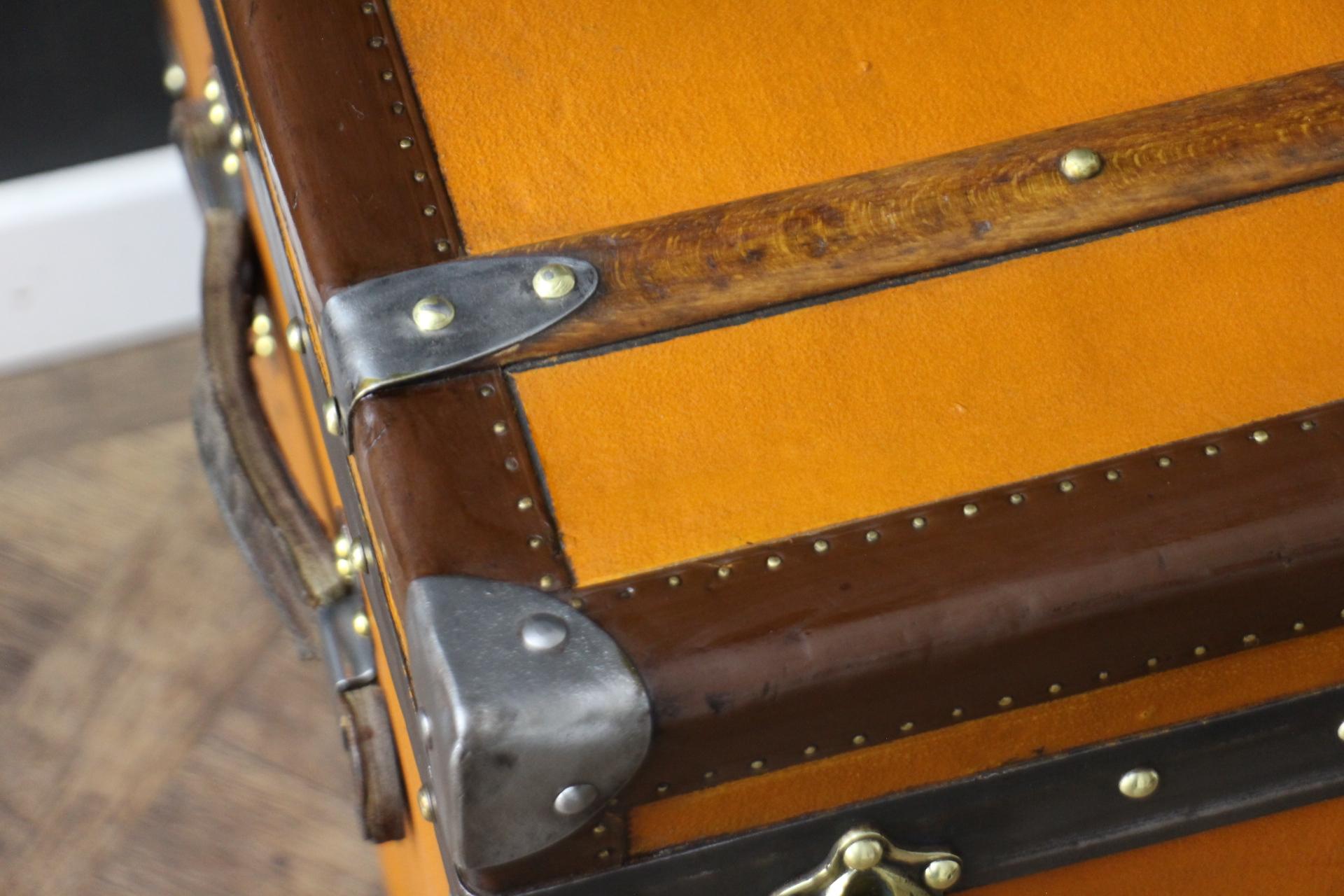 Orange Moynat Trunk, Moynat Steamer Trunk, Moynat Luggage For Sale 13