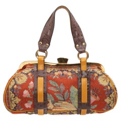 Orange & Multicolor Etro Needlepoint Patterned Handbag