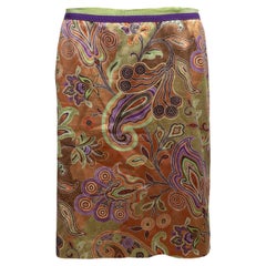 Orange & Multicolor Etro Paisley Print Pencil Skirt Size IT 46