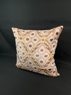 Orange Multicolor Geometric Design Velvet Silk Ikat Pillow Cover