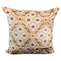 Orange Multicolor Geometric Design Velvet Silk Ikat Pillow Cover