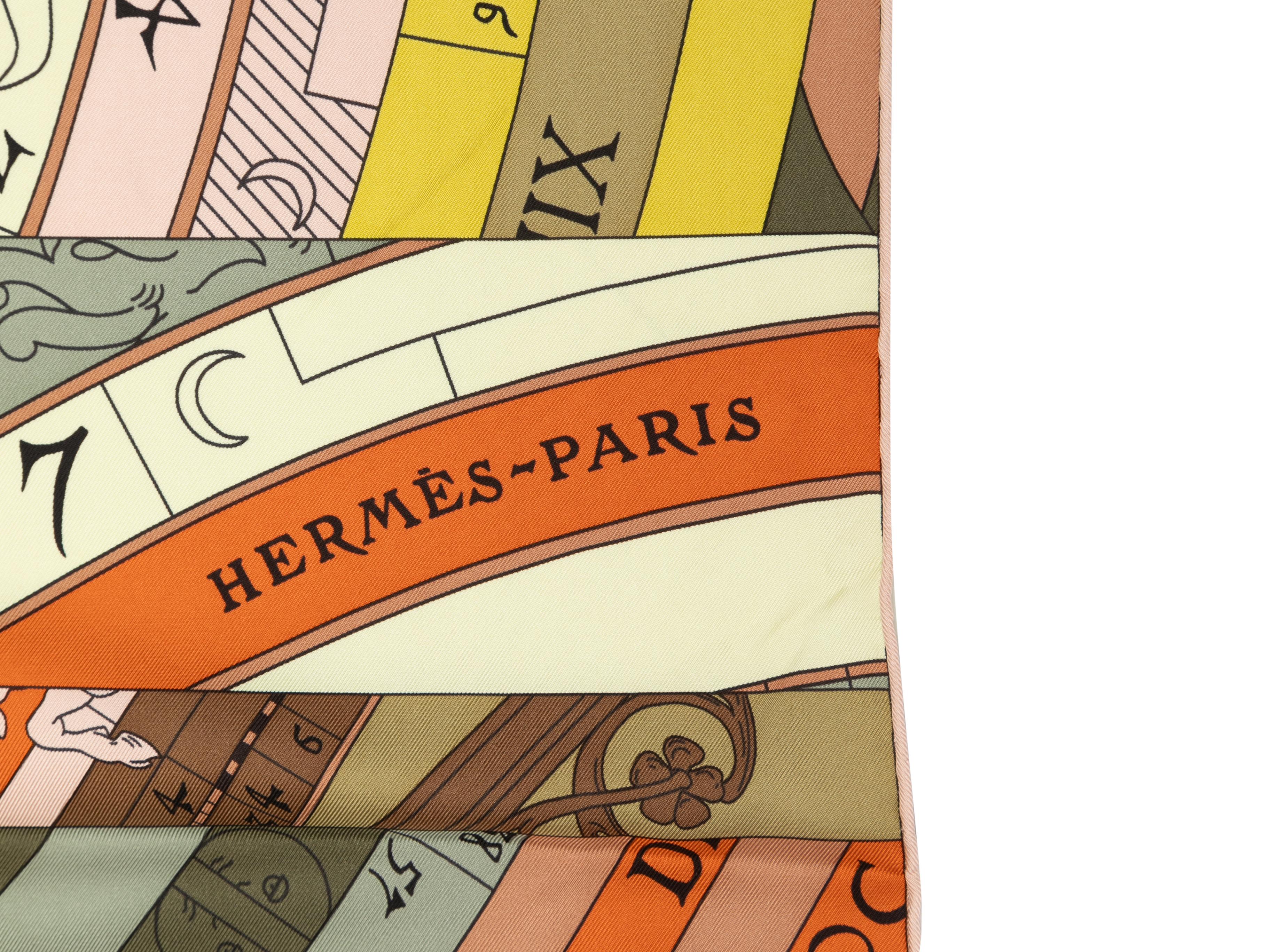 Pañuelo de seda estampada con motivo Astrologie Nouvelle naranja y multicolor de Hermes. 35