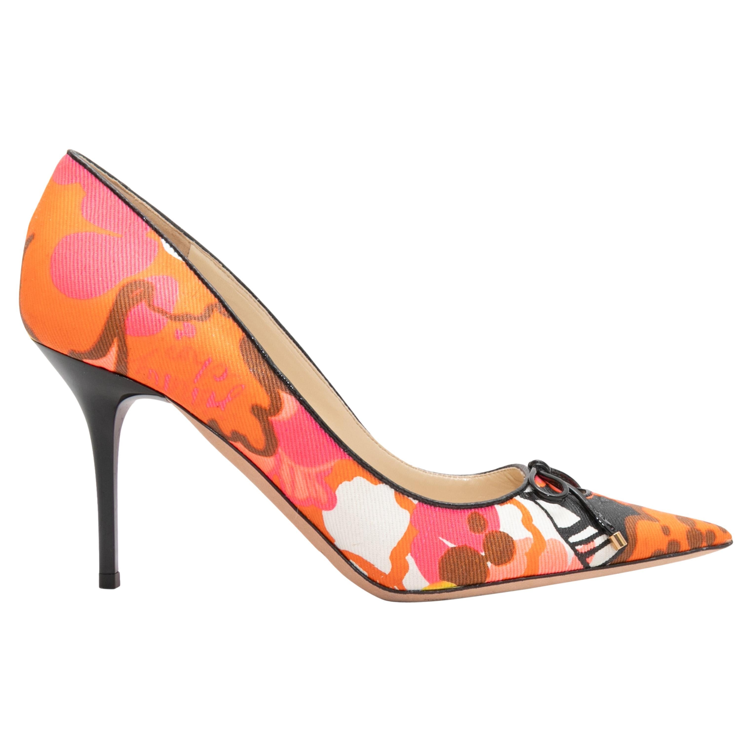 Orange multicolor heels best sale