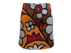 Mini jupe en laine à fleurs intarsia orange et multicolore Missoni Sport Taille IT 42