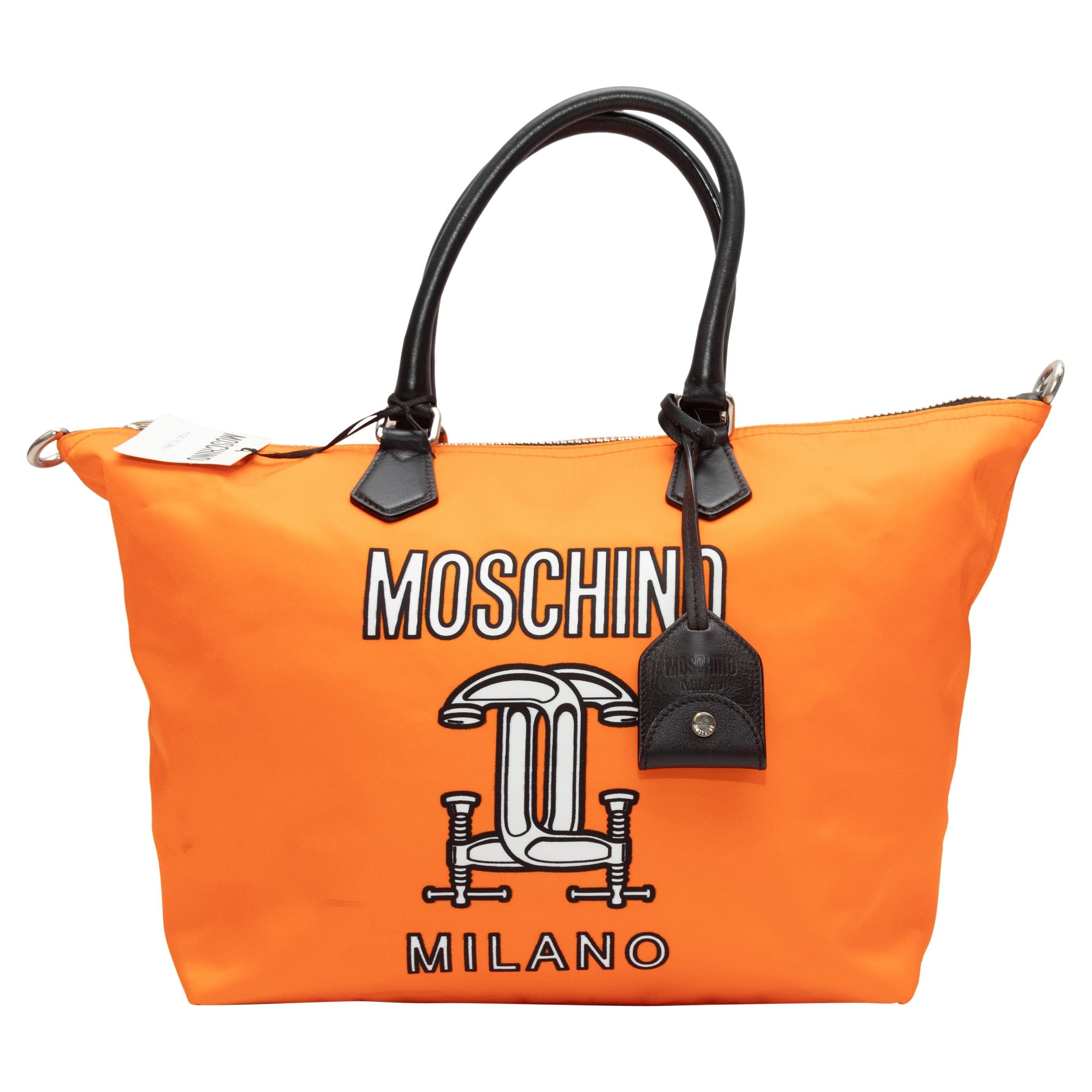 Orange & Multicolor Moschino Couture Nylon Shopper Tote