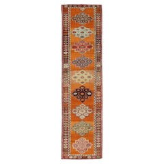 Tapis de couloir turc vintage orange multicolore 2'8" x 10'9"