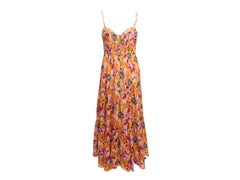 Orange & Multicolor Zimmermann Floral Print Maxi Dress Designer Size 3
