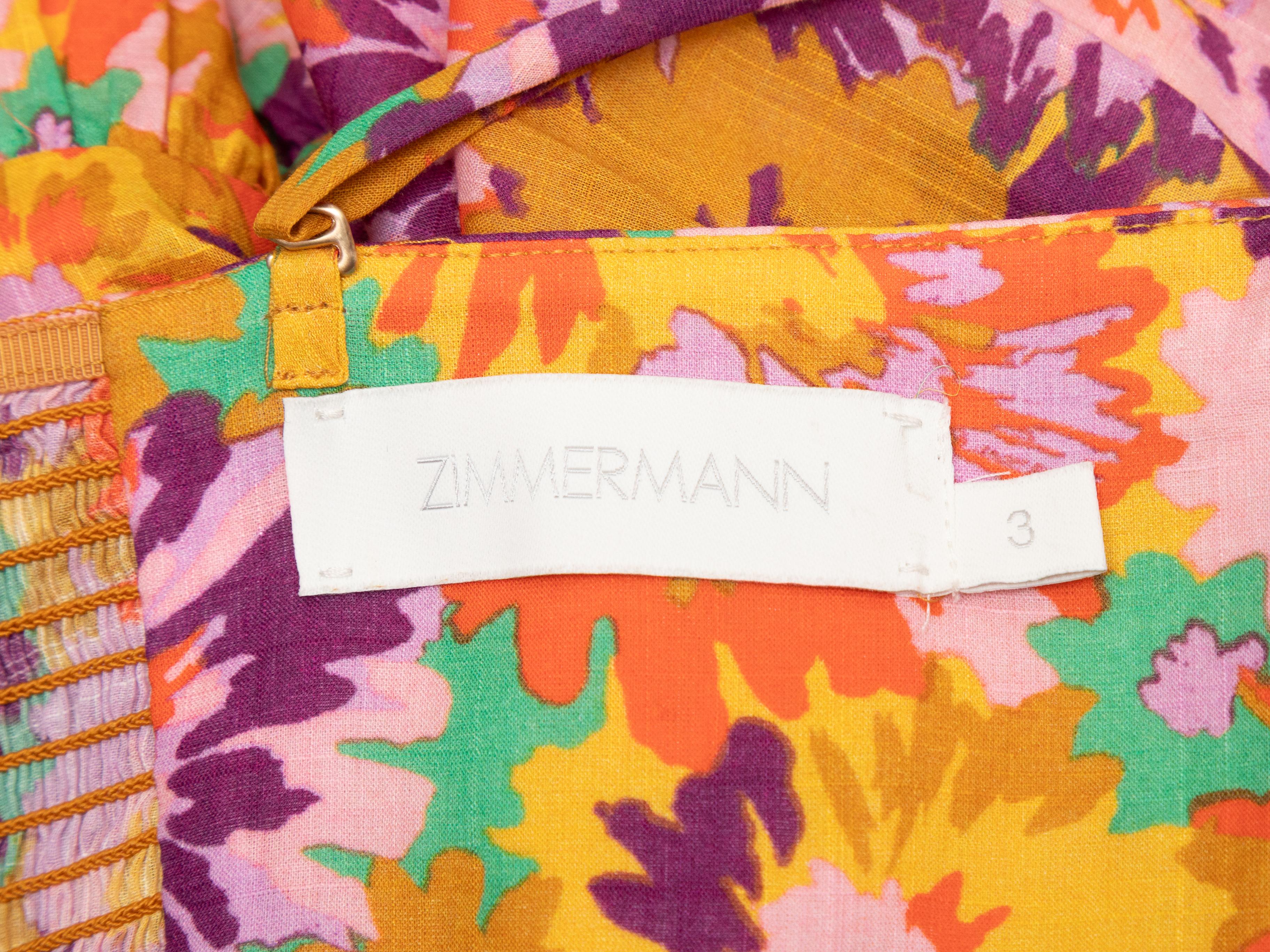 Orange & Multicolor Zimmermann Maxikleid mit Blumenmuster Designer Größe 3 Damen im Angebot