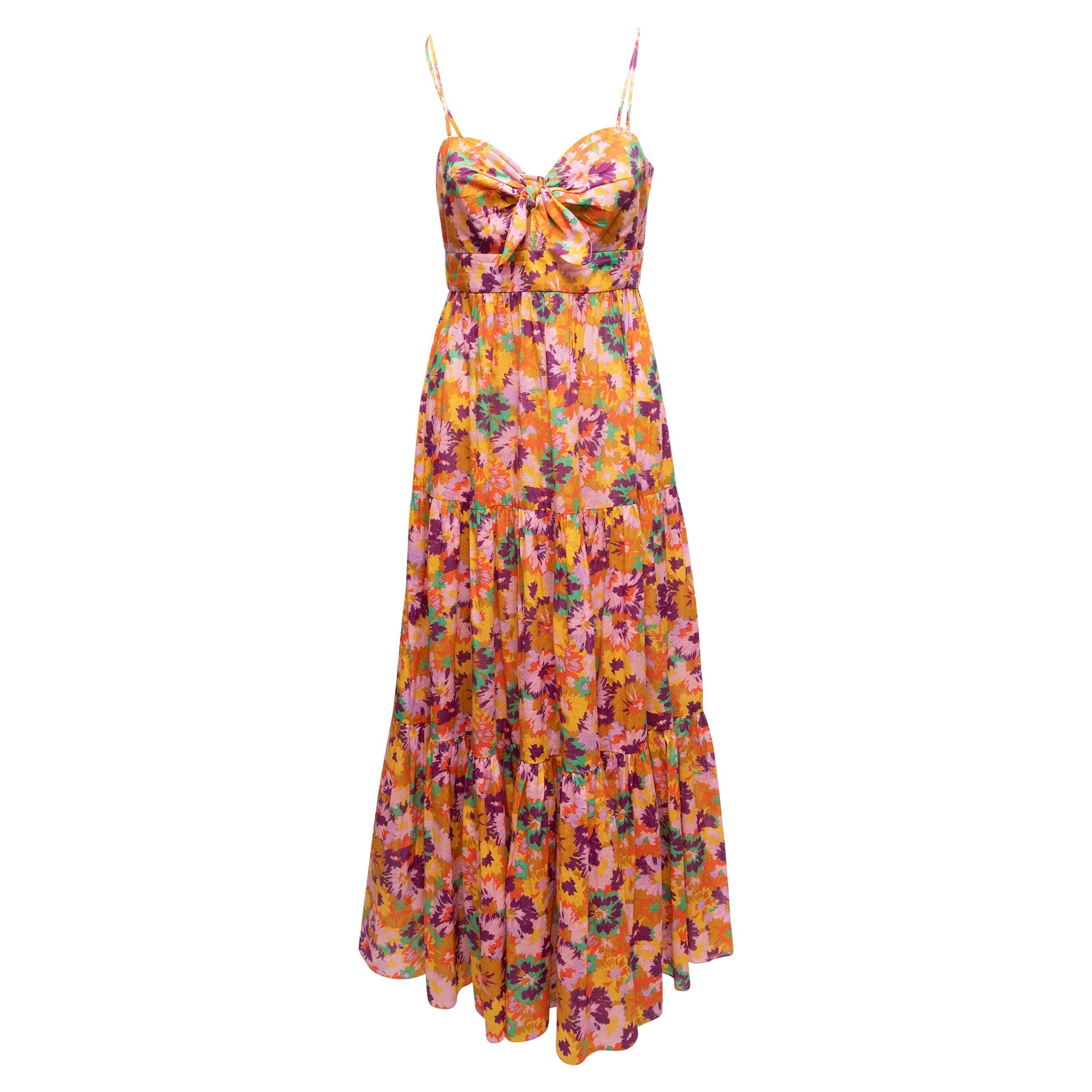 Orange & Multicolor Zimmermann Maxikleid mit Blumenmuster Designer Größe 3