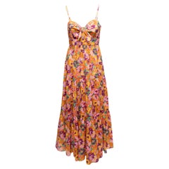 Orange & Multicolor Zimmermann Floral Print Maxi Dress Designer Size 3