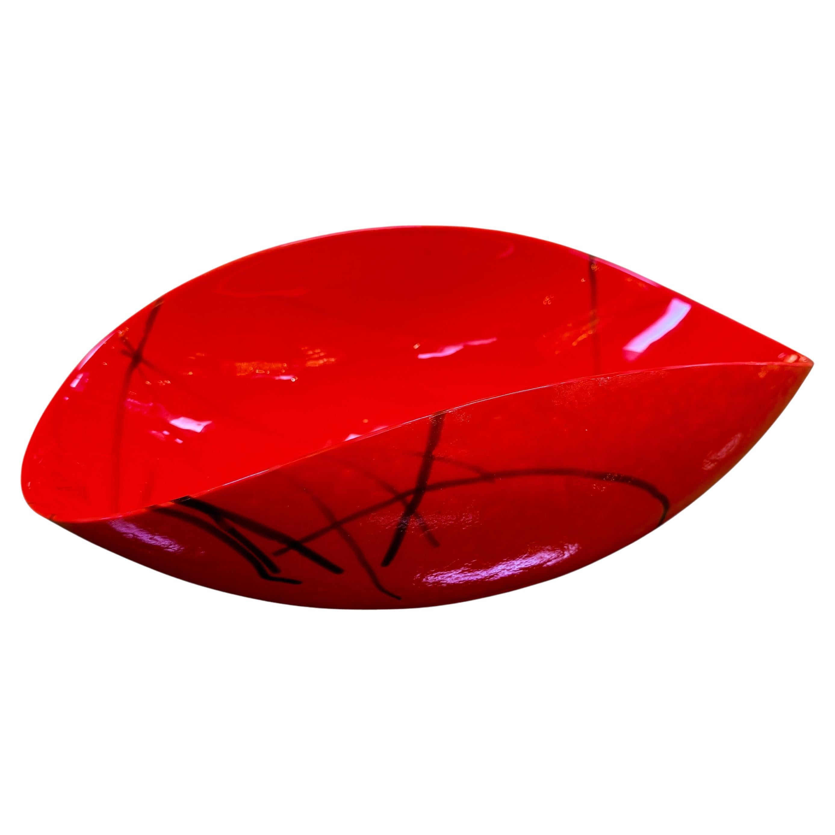 Bol en verre d'art rouge de Murano en vente
