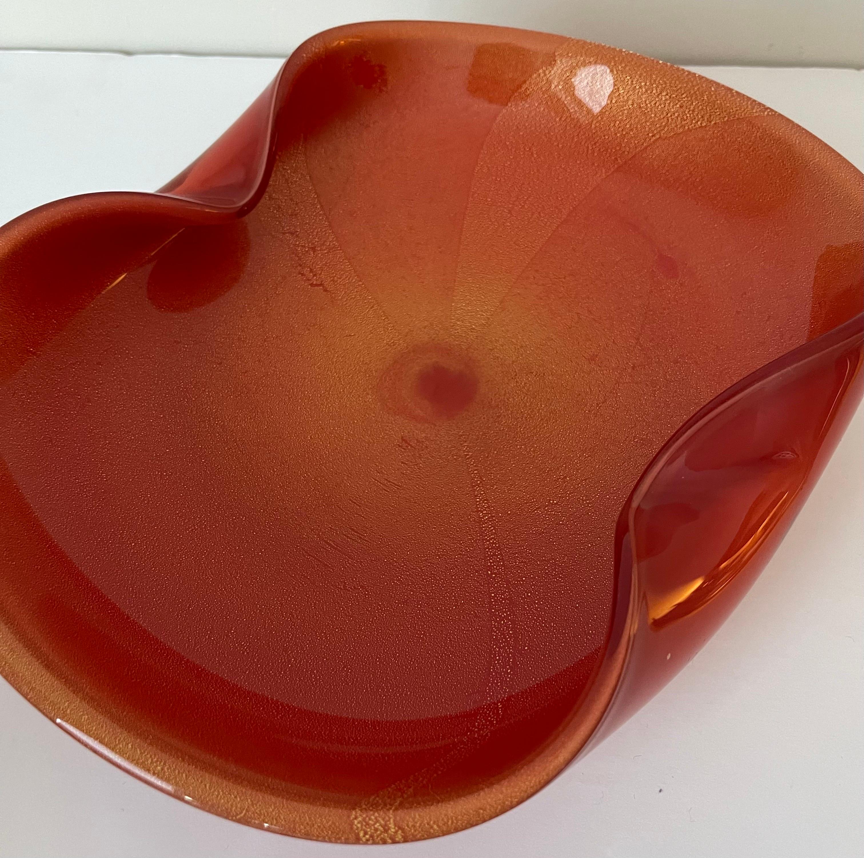Orange Murano Glass Ashtray by Barbini For Sale 5