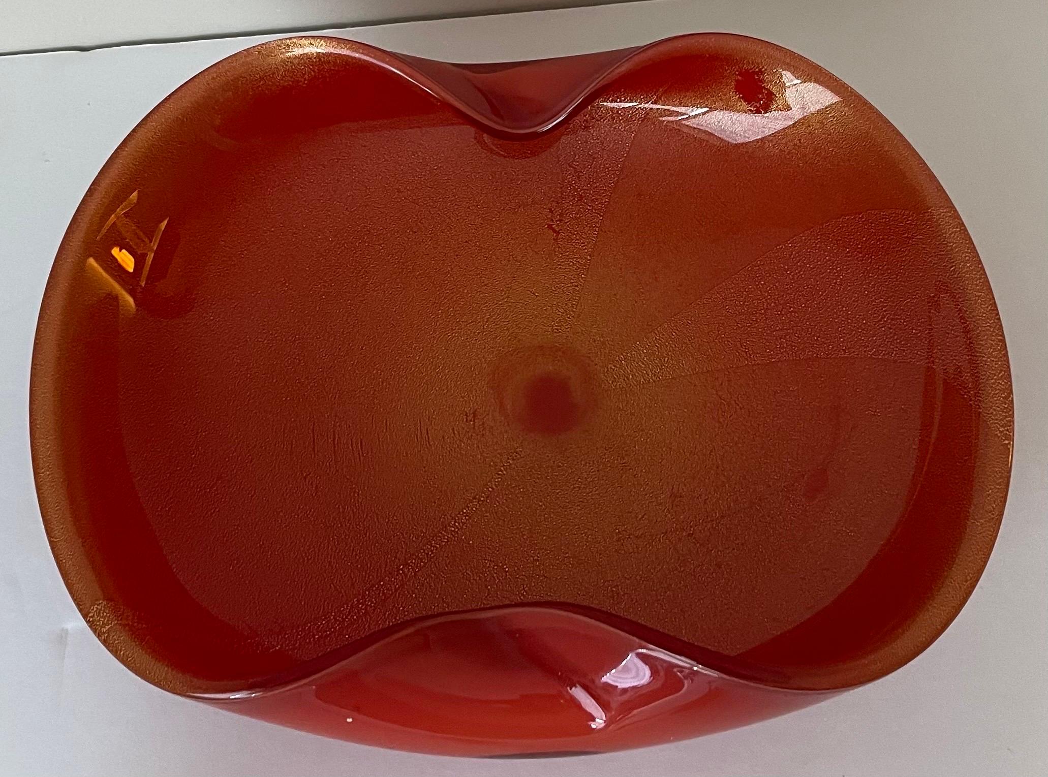 Mid-20th Century Orange Murano Glass Ashtray by Barbini For Sale