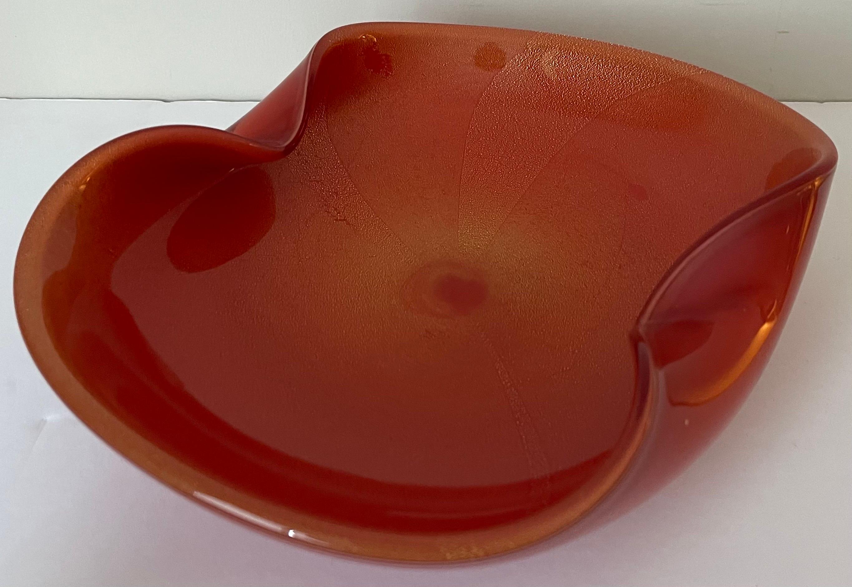 Blown Glass Orange Murano Glass Ashtray by Barbini For Sale