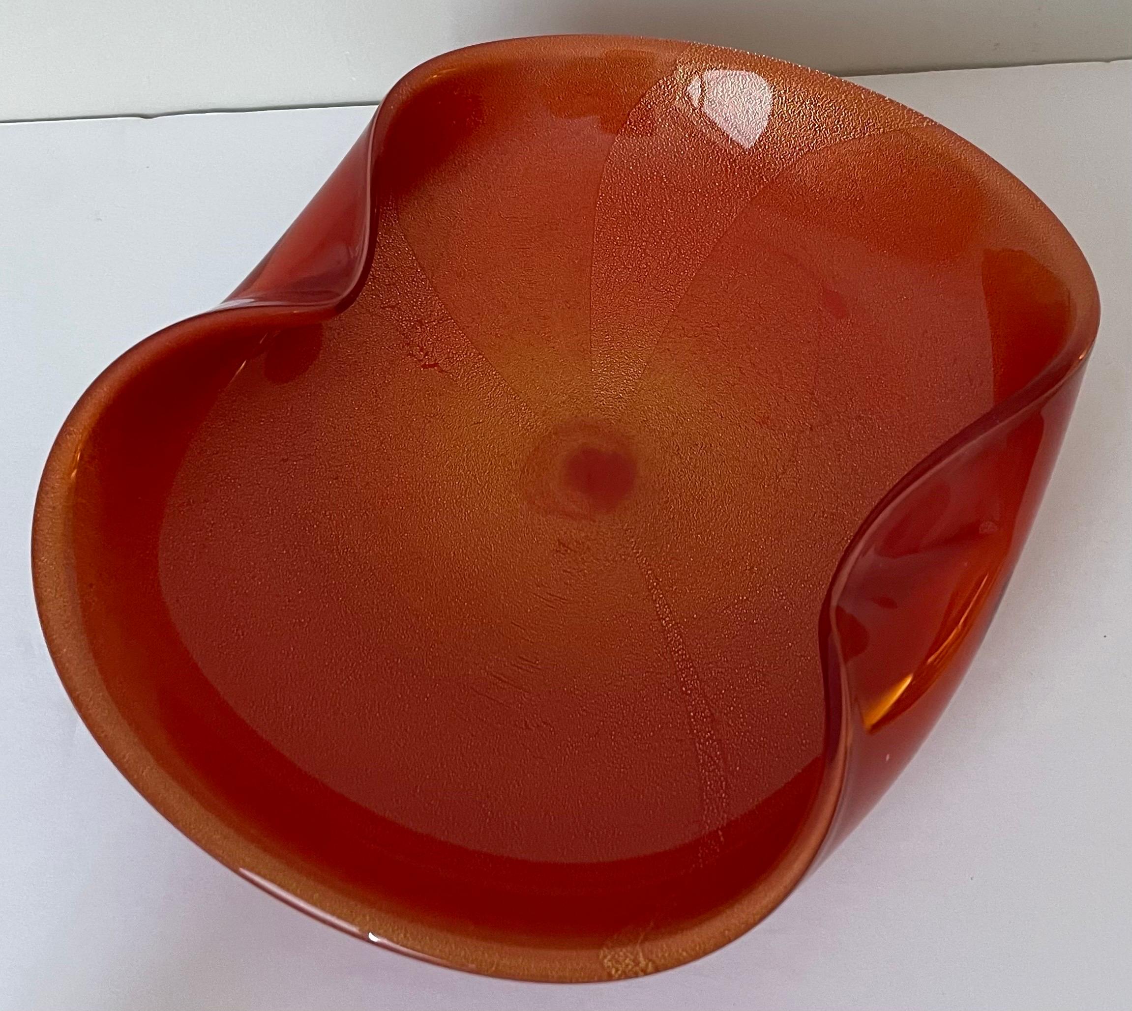 Orange Murano Glass Ashtray by Barbini For Sale 1