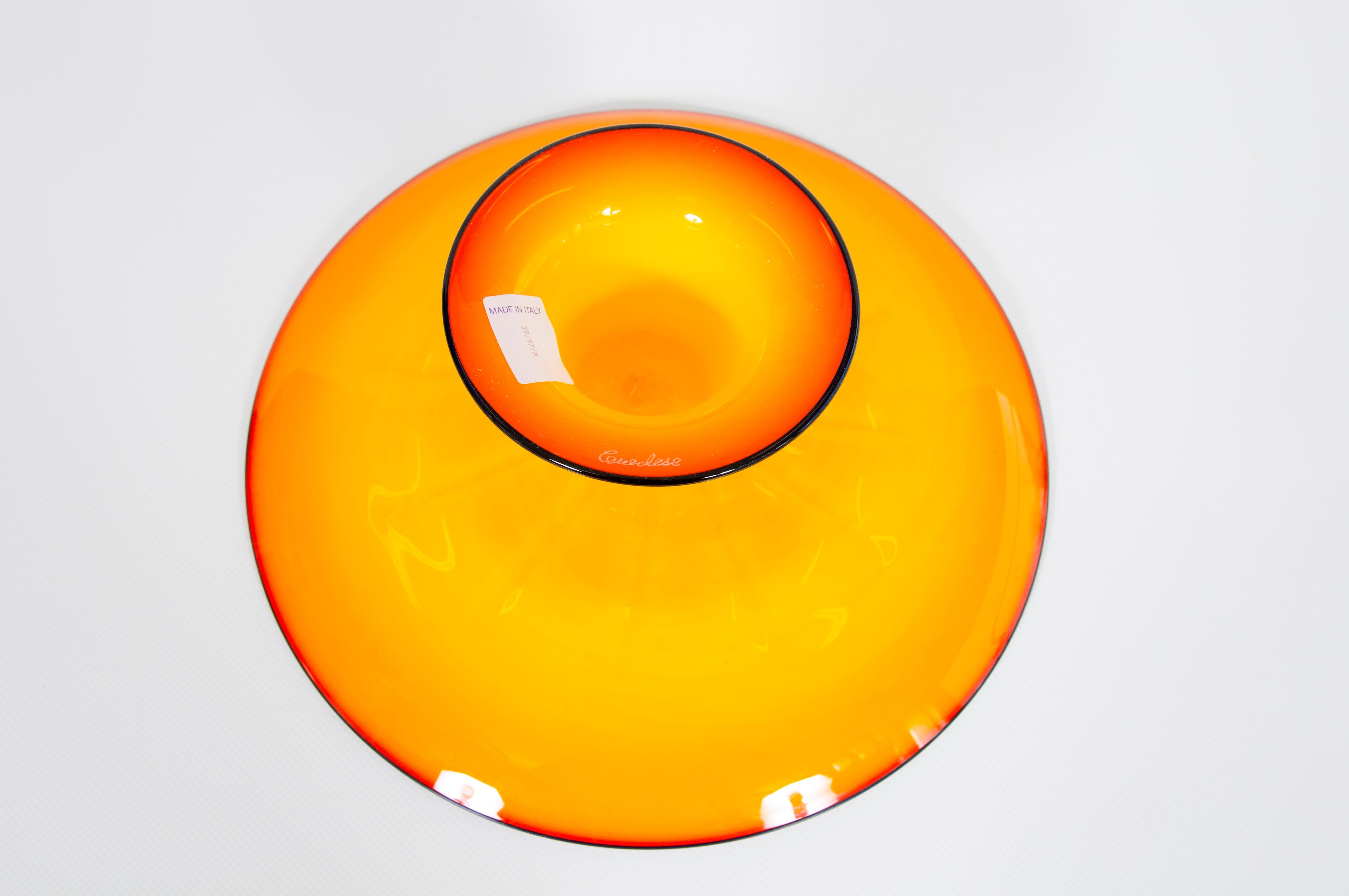 Orange Murano Glass Centerpiece by Cenedese, 1980s For Sale 3