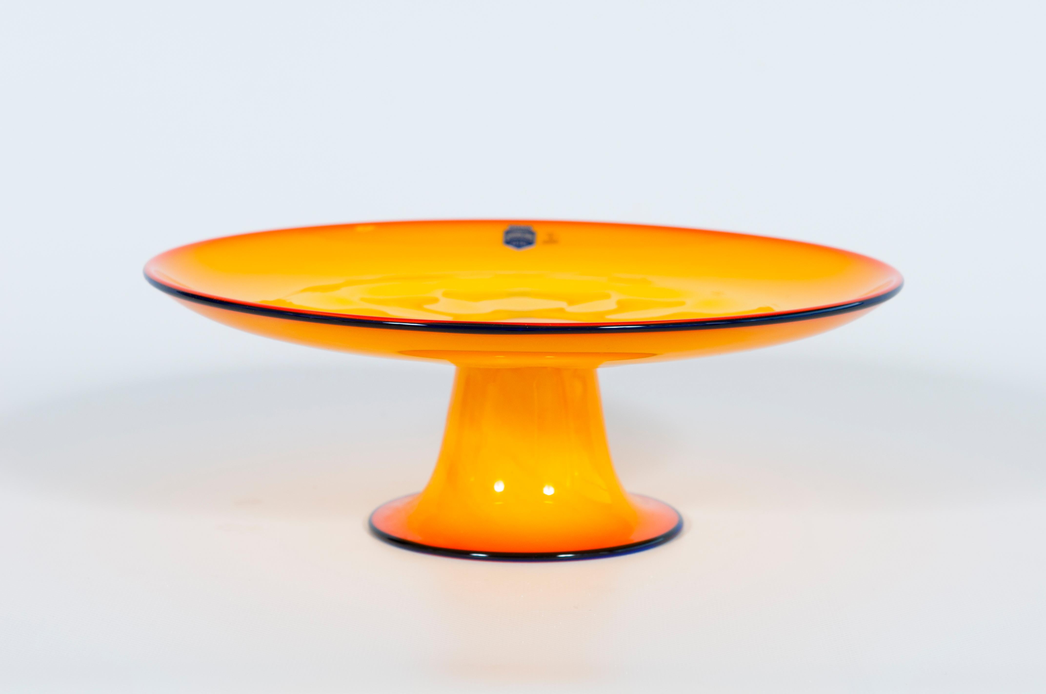 Modern Orange Murano Glass Centerpiece by Cenedese, 1980s For Sale
