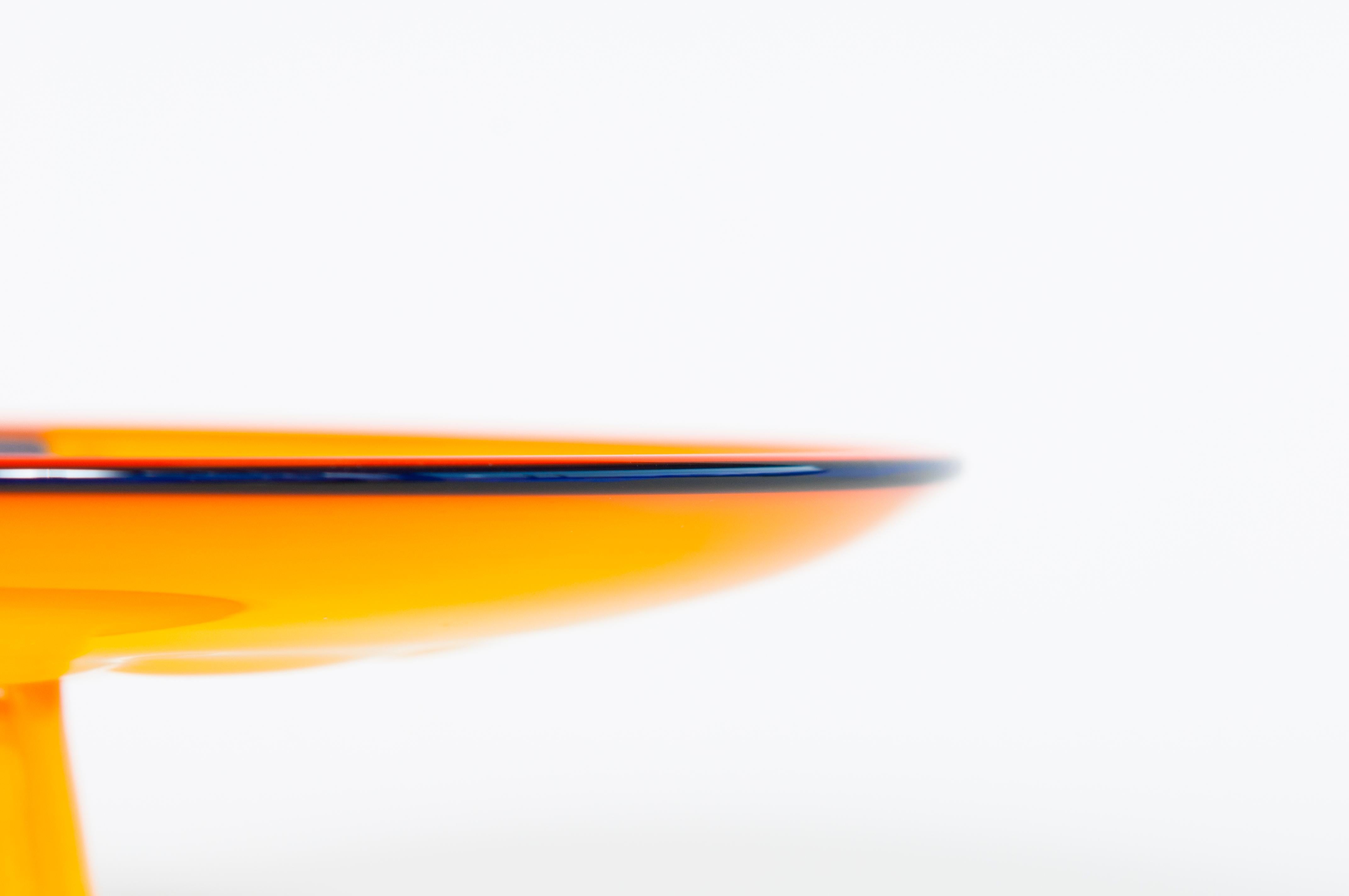 Late 20th Century Orange Murano Glass Centerpiece by Cenedese, 1980s For Sale