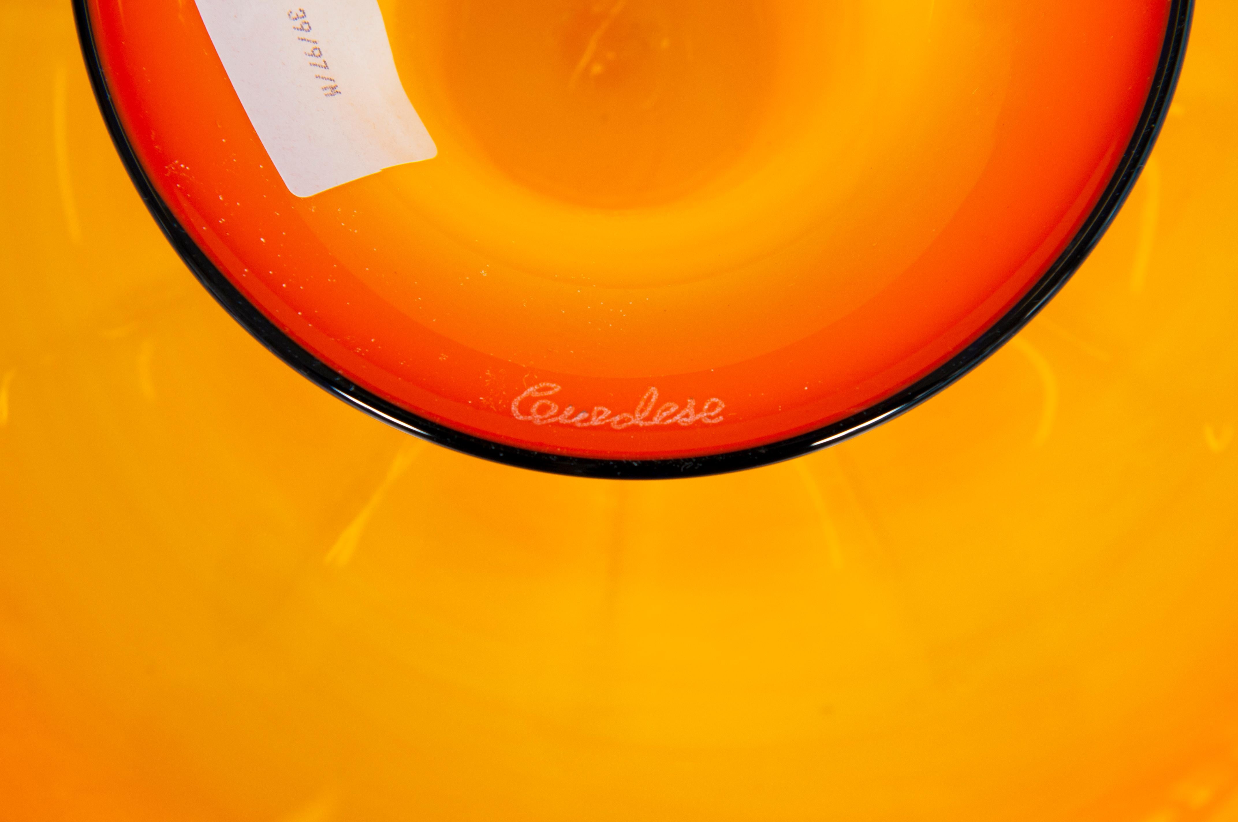 Orange Murano Glass Centerpiece by Cenedese, 1980s For Sale 1