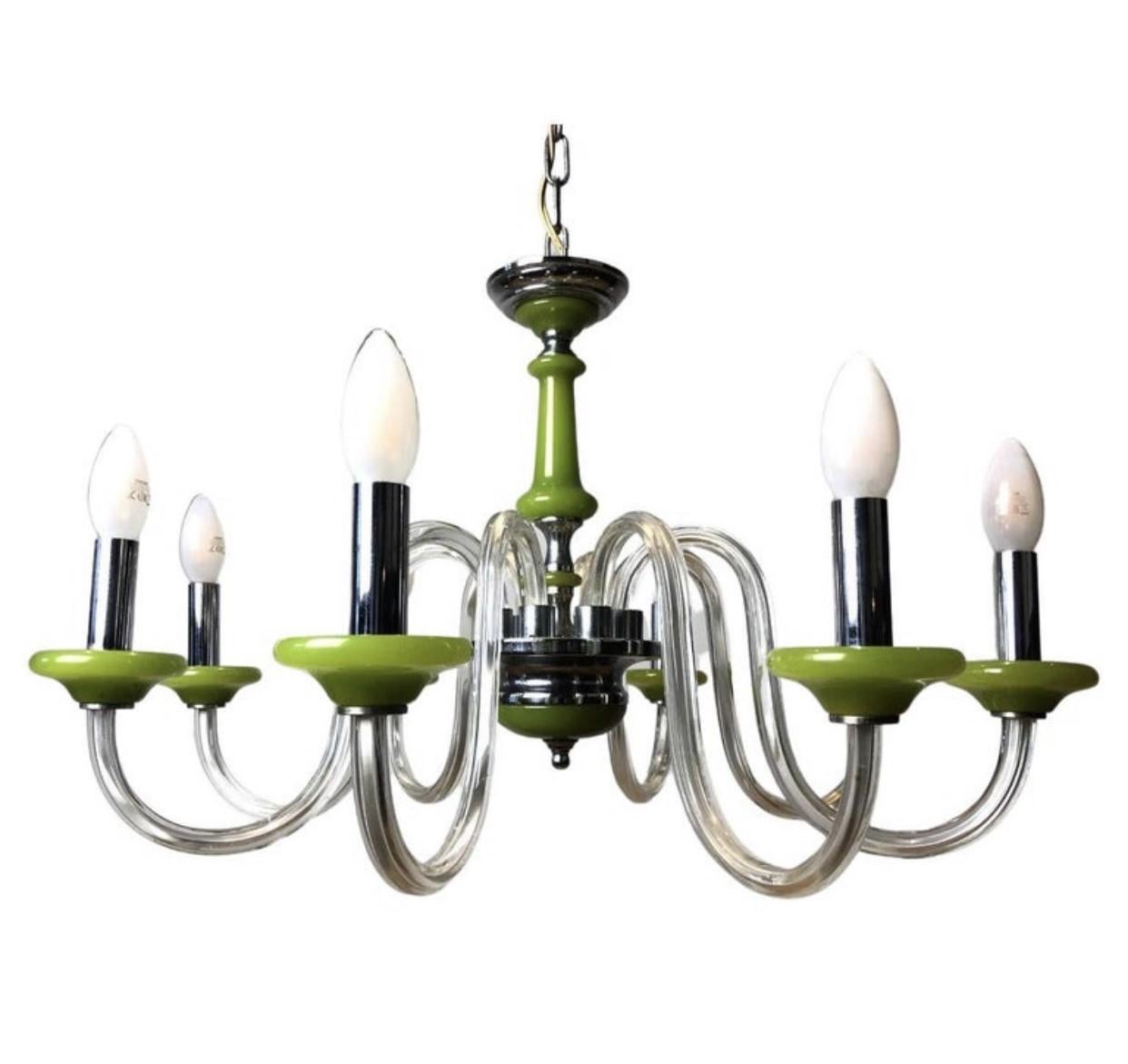 Orange Murano Glass Chandelier, Italy, Mid-20th Century For Sale 7