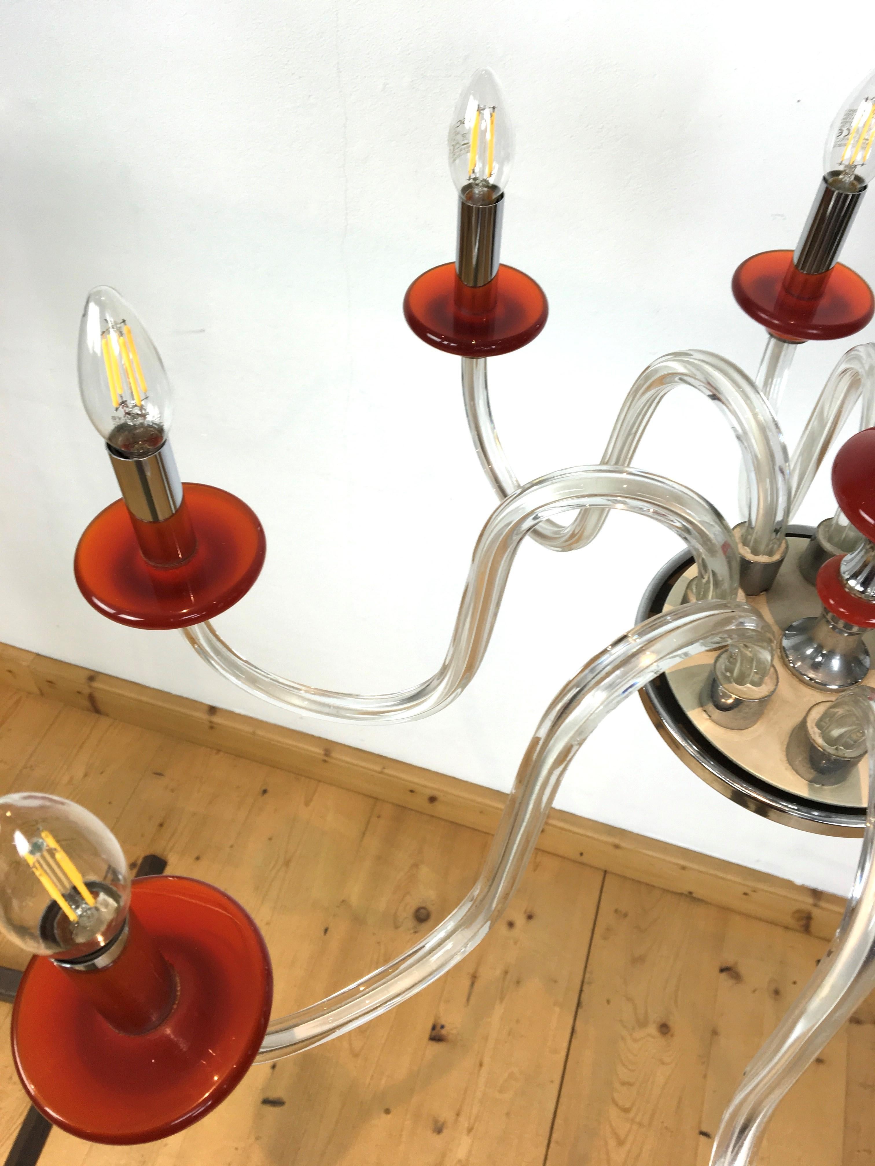 Orange Murano Glass Chandelier, Italy, Mid-20th Century In Good Condition For Sale In Antwerp, BE