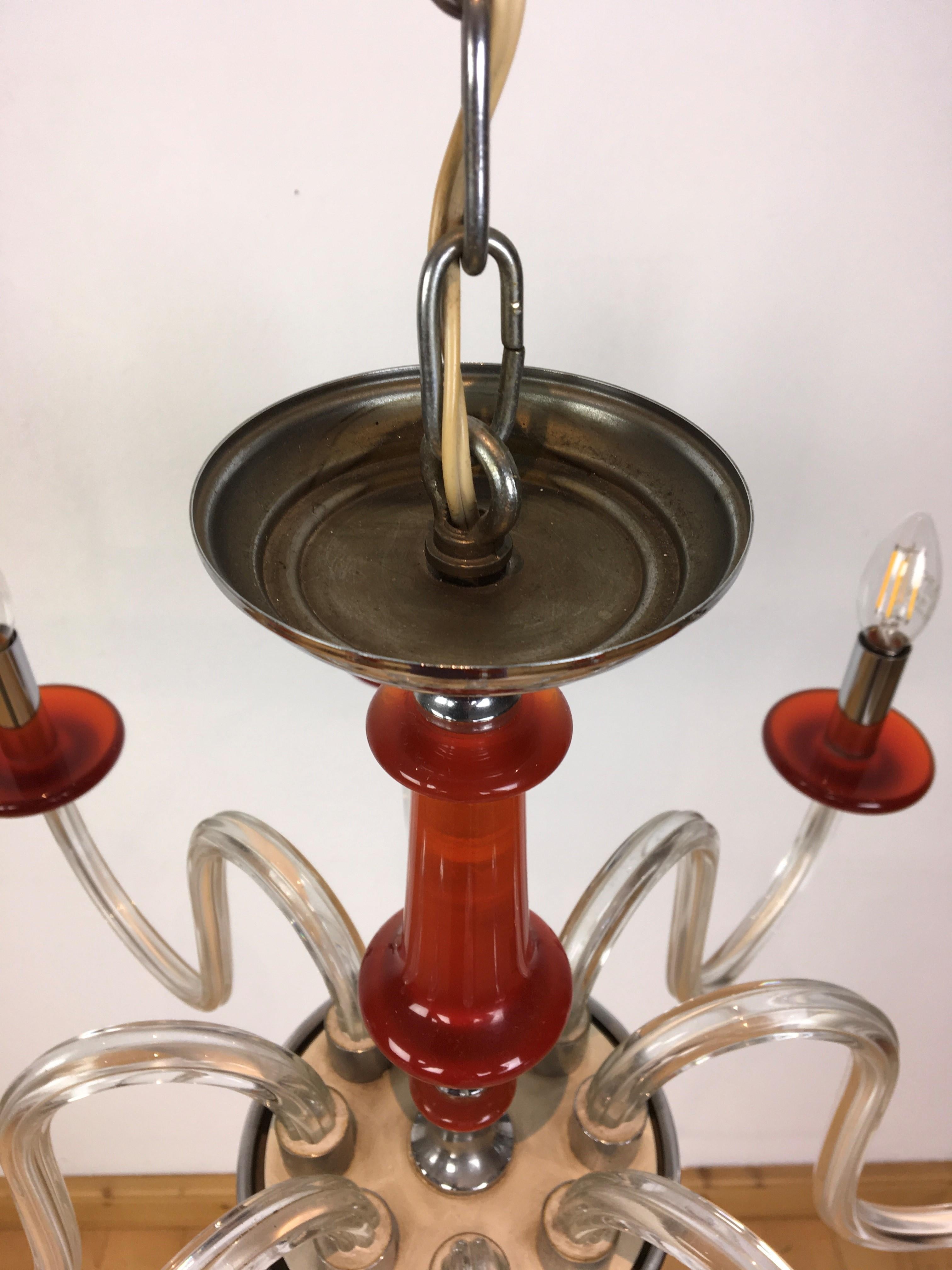 Orange Murano Glass Chandelier, Italy, Mid-20th Century For Sale 3
