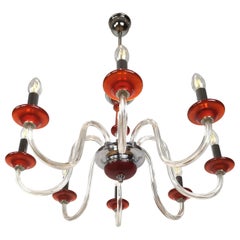 Orange Murano Glass Chandelier, Italy, Mid-20th Century
