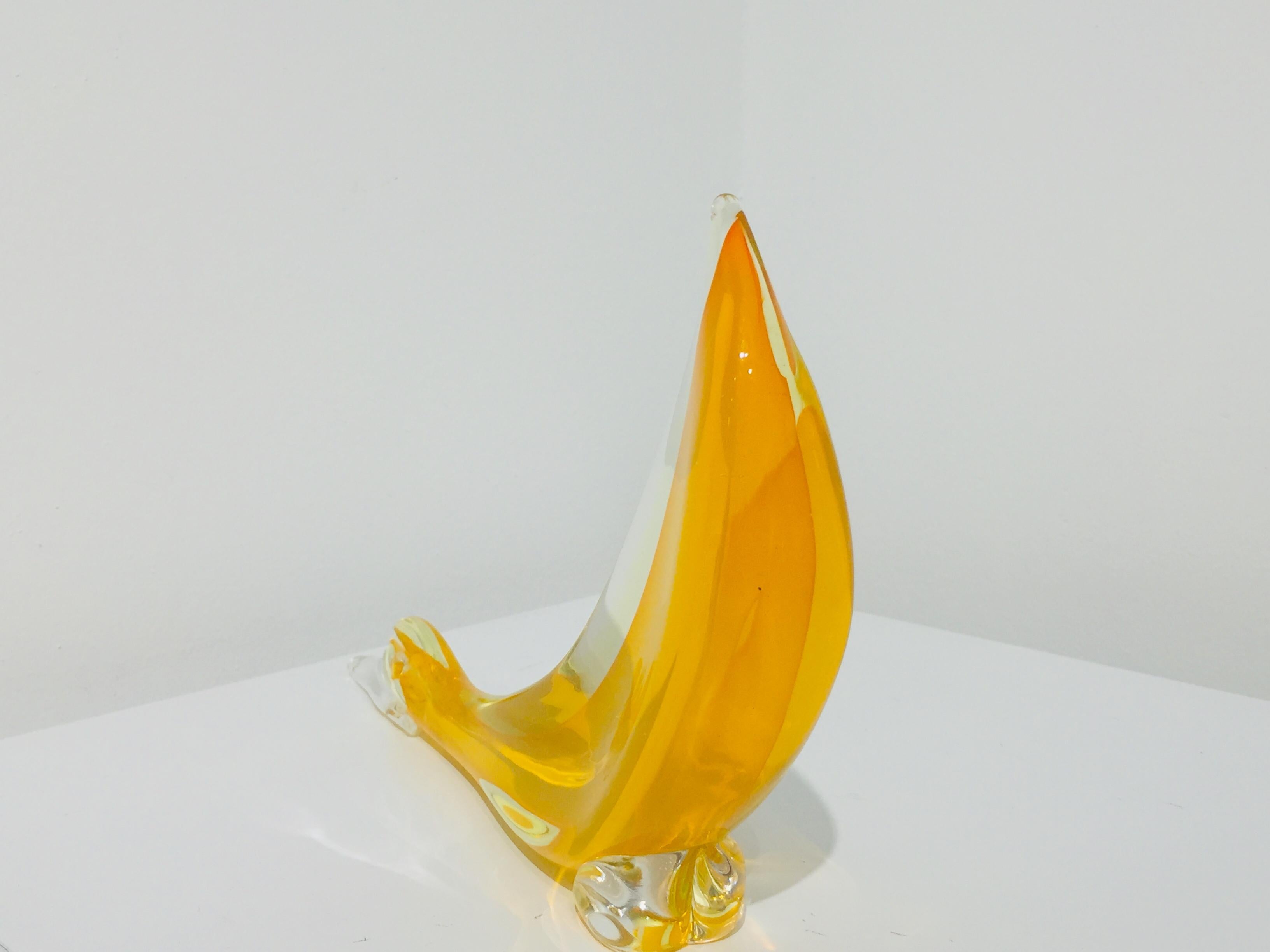 Orange Murano Glass Duck 1