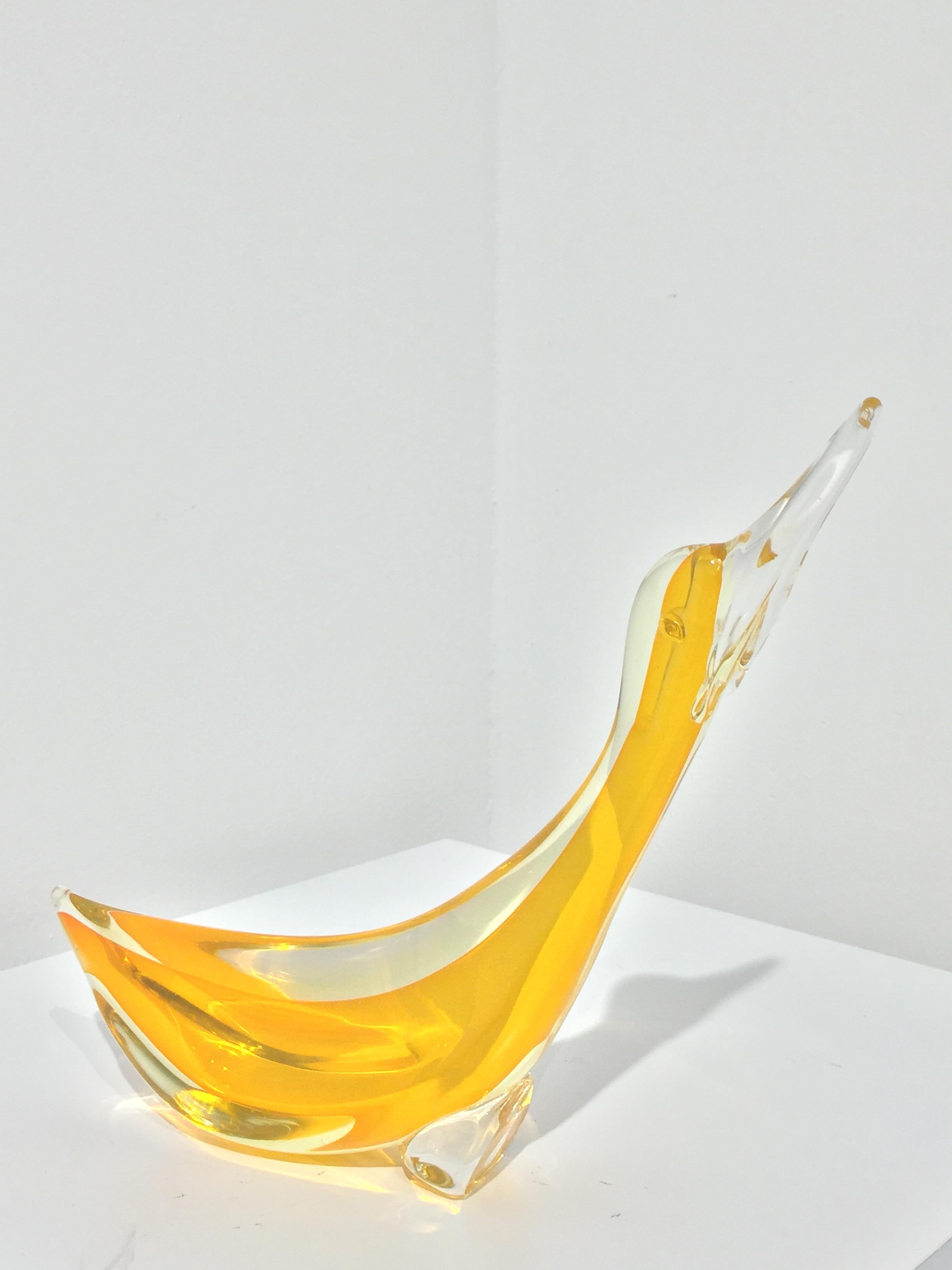 Orange Murano Glass Duck 4