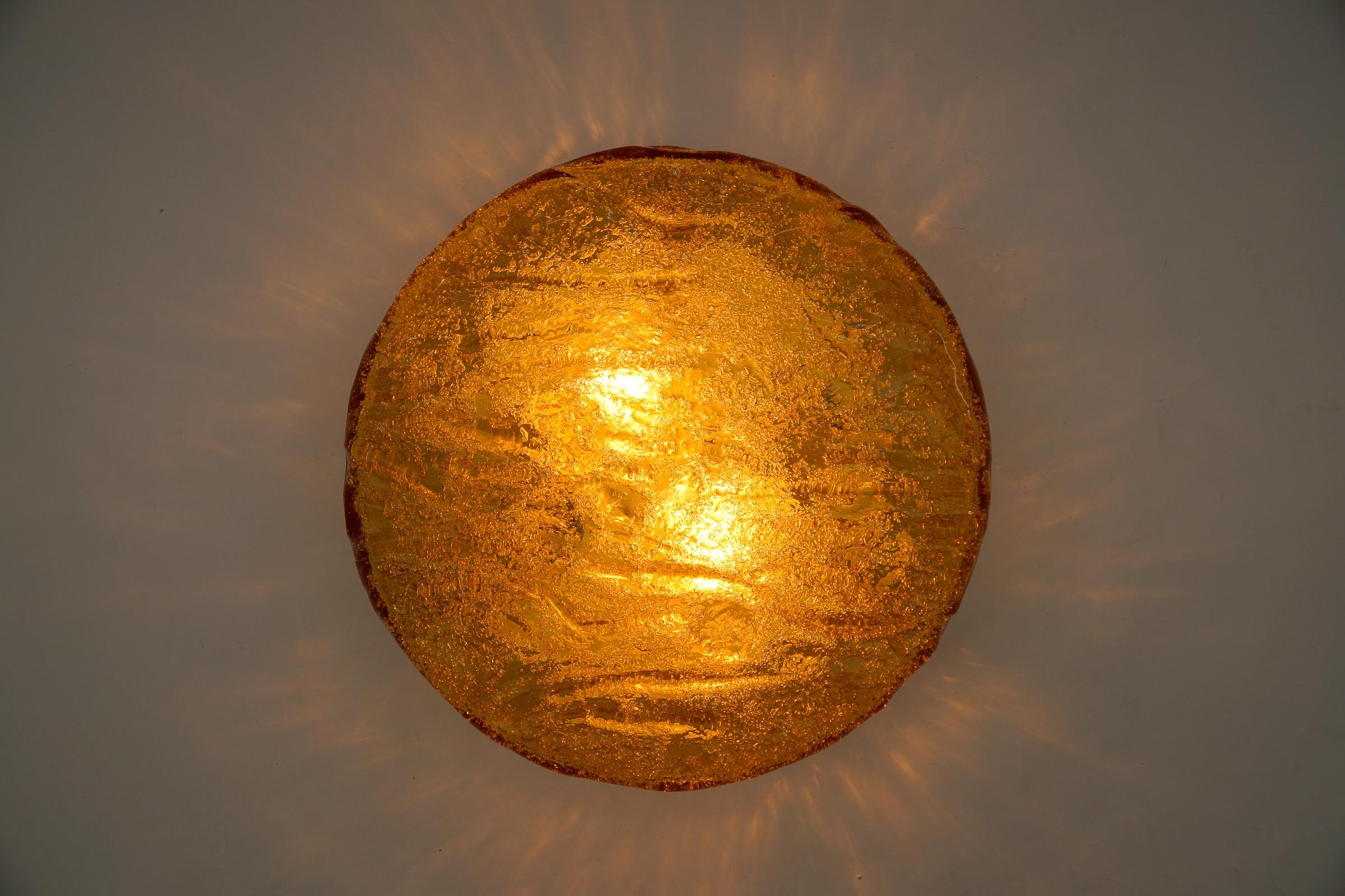 Metà XX secolo Lampada da incasso in vetro di Murano arancione, Italia 1960 in vendita