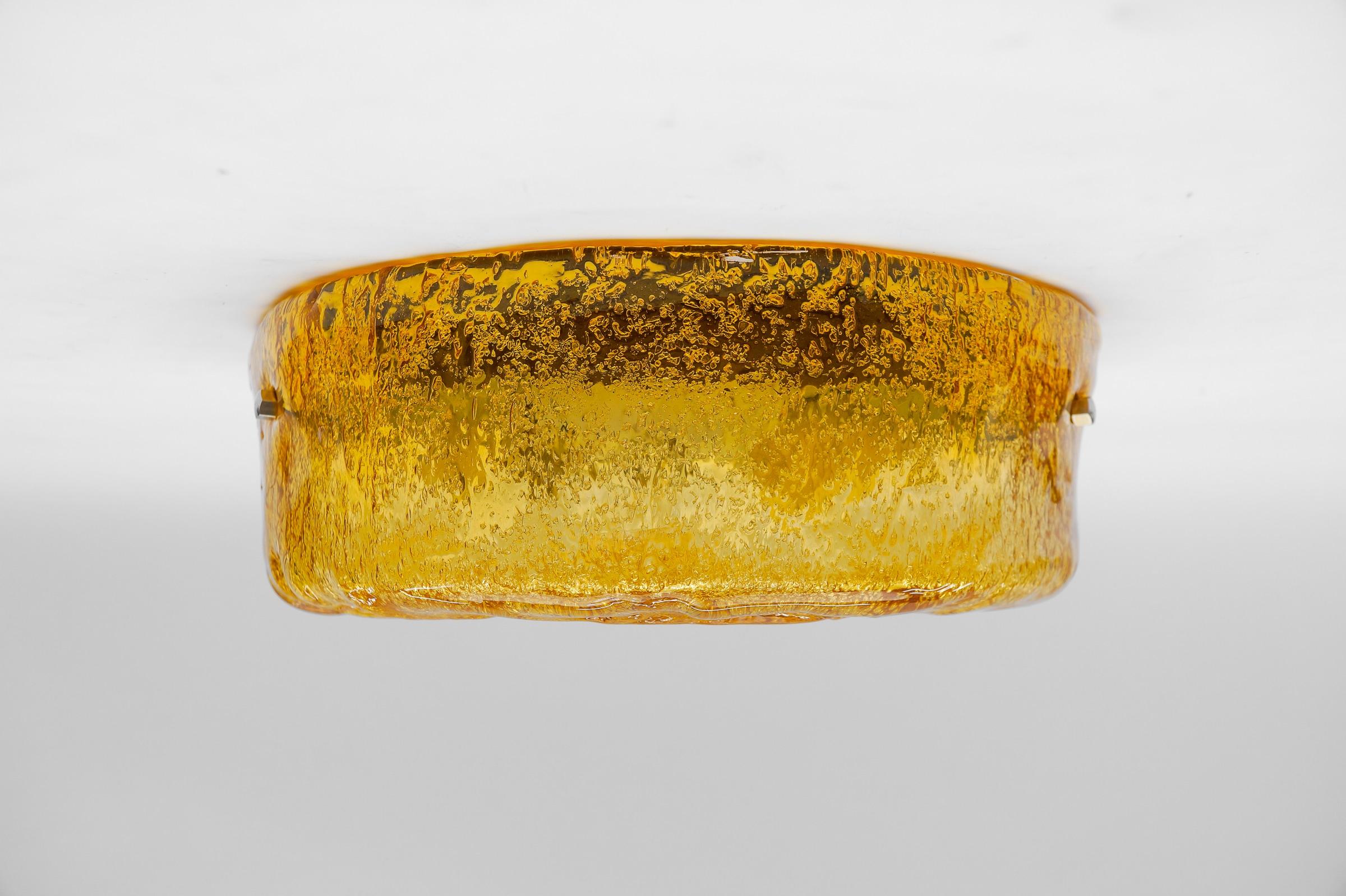 Metallo Lampada da incasso in vetro di Murano arancione, Italia 1960 in vendita