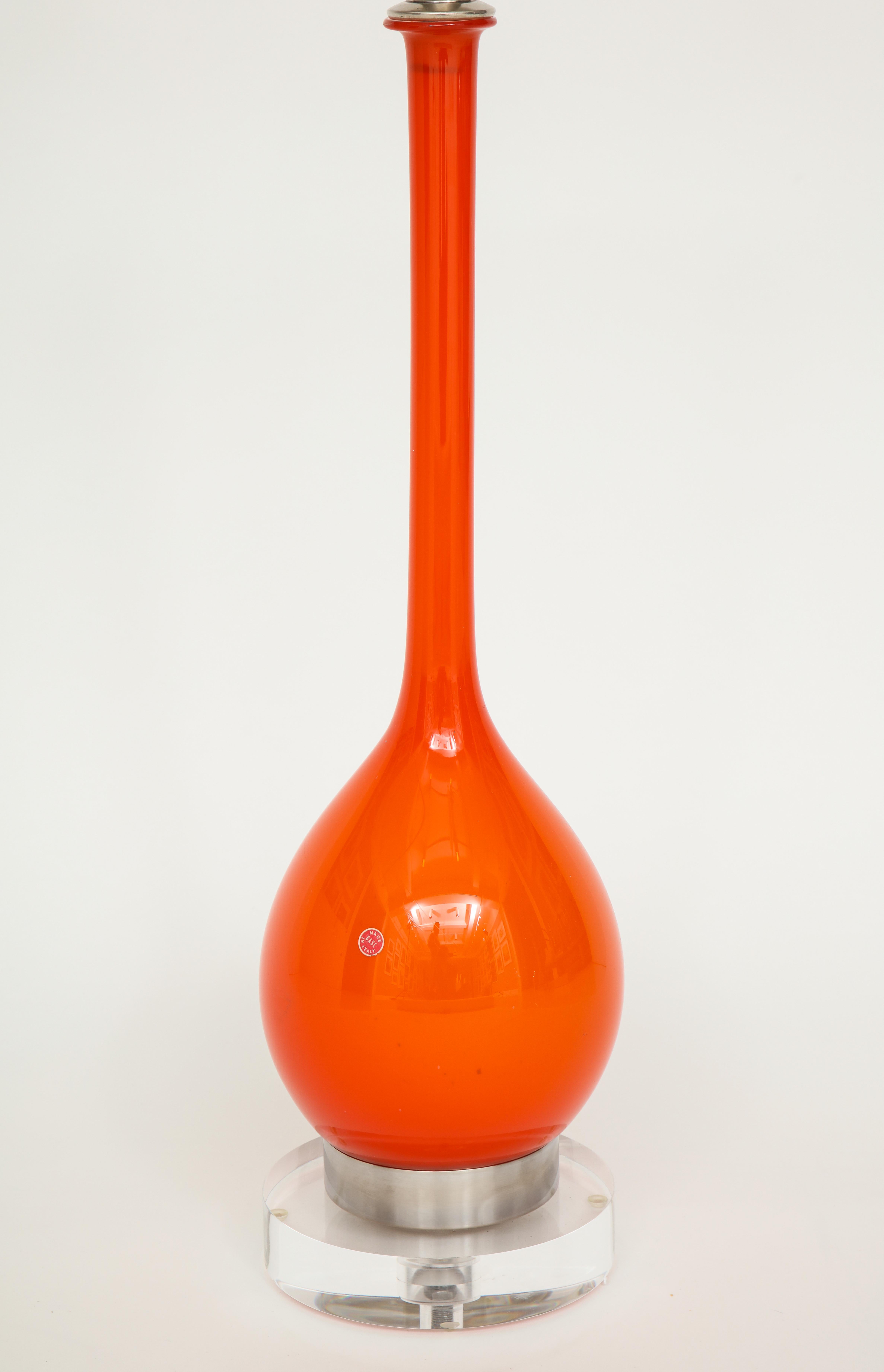 Italian Orange Murano Glass Lamps