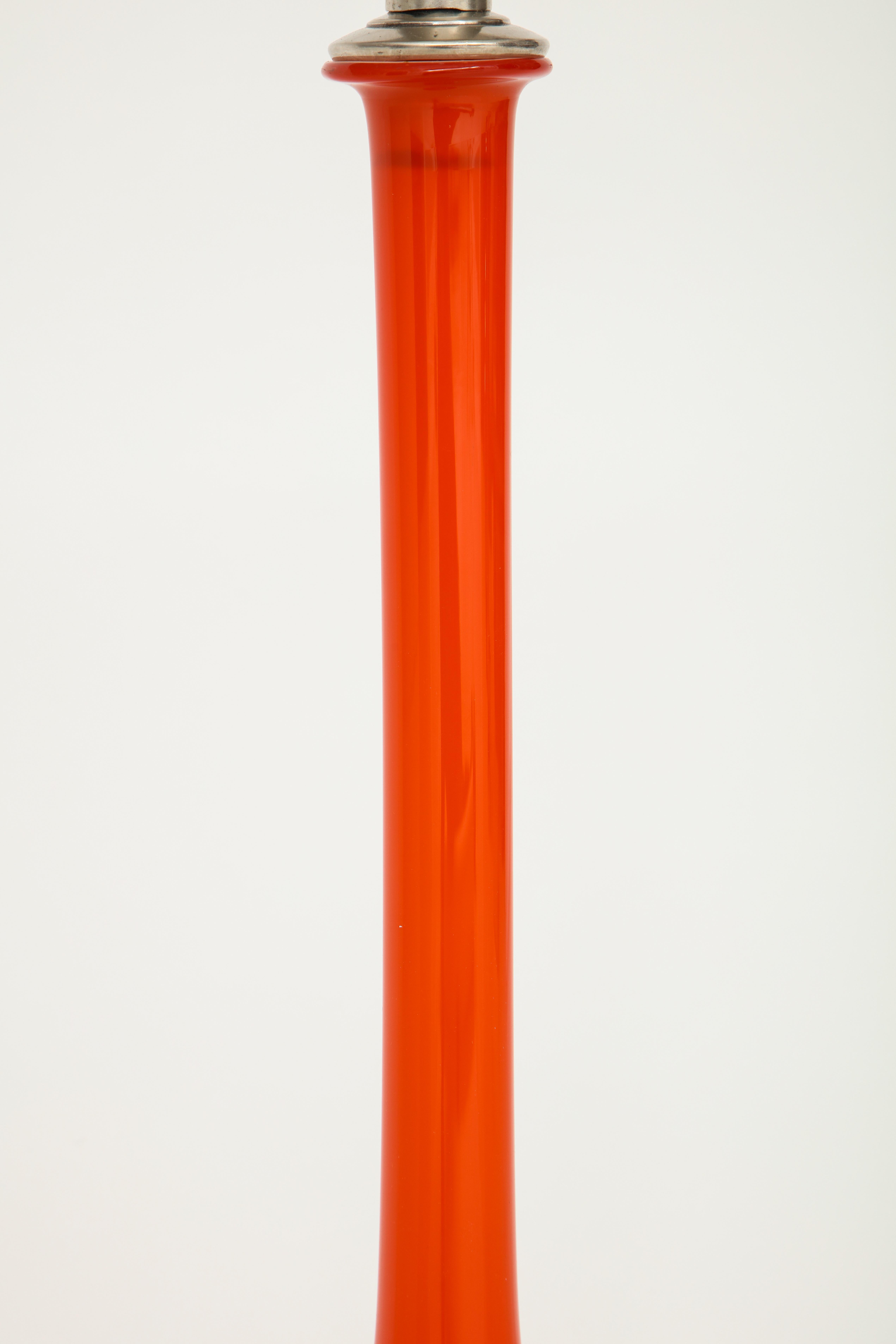 Orange Murano Glass Lamps In Excellent Condition In New York, NY