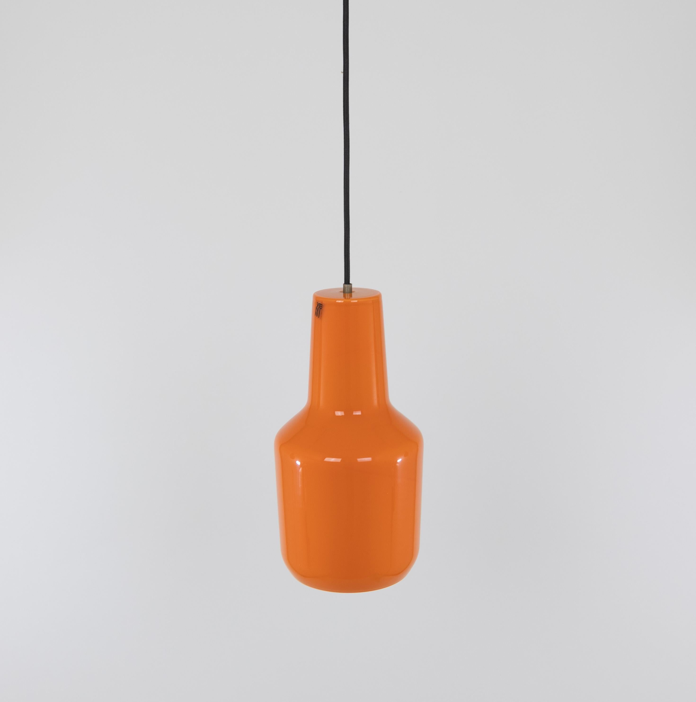 Mid-20th Century Orange Murano glass pendant by Massimo Vignelli for Venini, 1950s For Sale