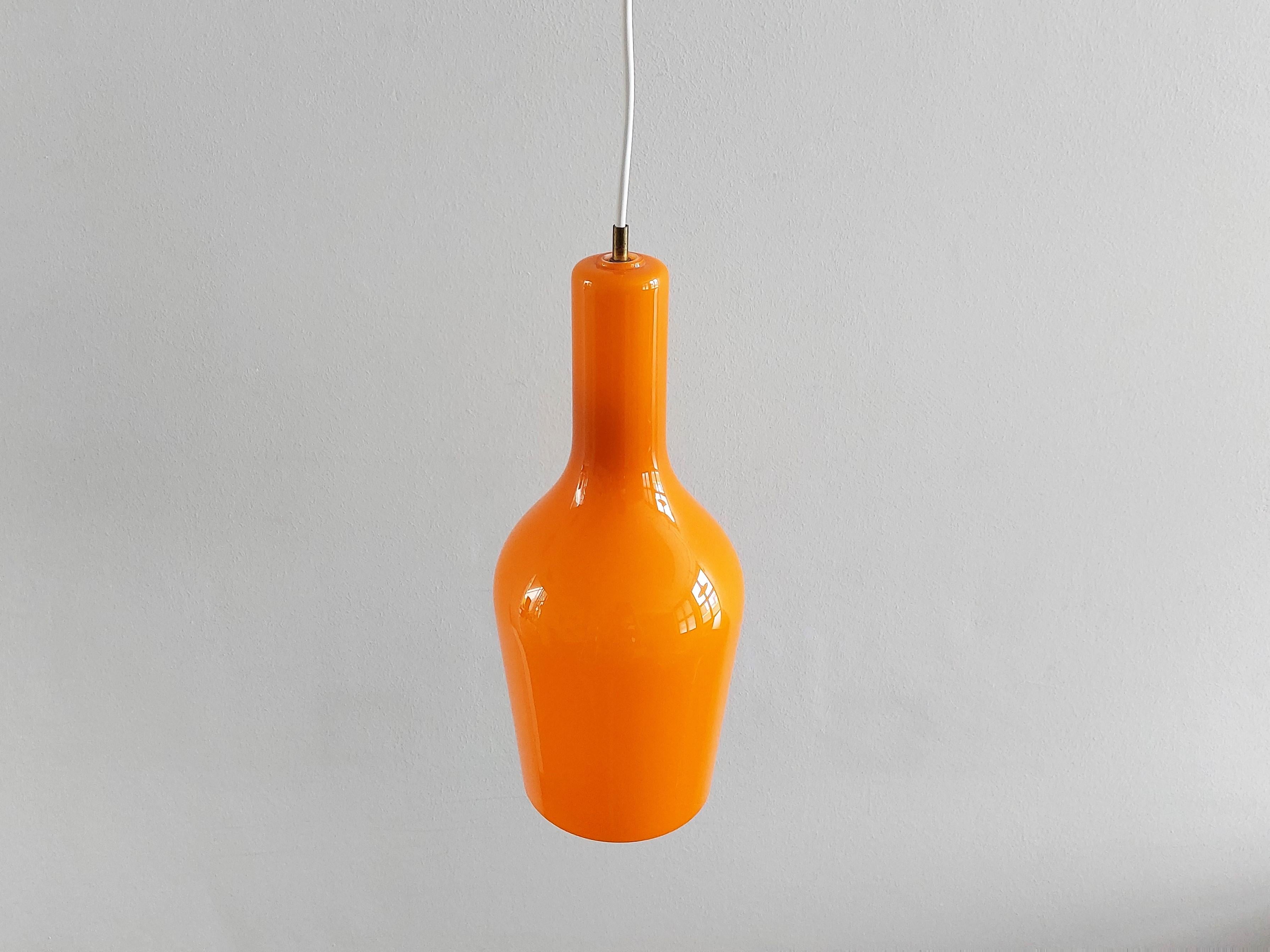 Mid-Century Modern Orange Murano Glass Pendant Lamp by Gino Vistosi for Vistosi, Italy, 1960's For Sale