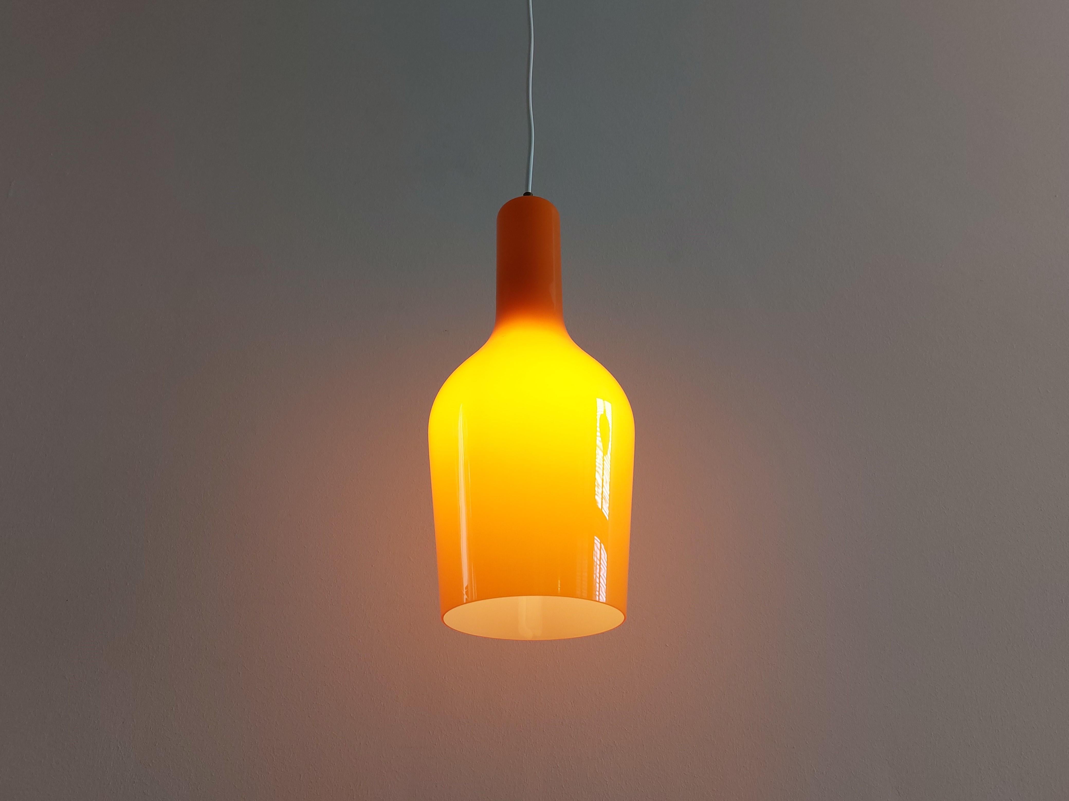 Mid-20th Century Orange Murano Glass Pendant Lamp by Gino Vistosi for Vistosi, Italy, 1960's For Sale