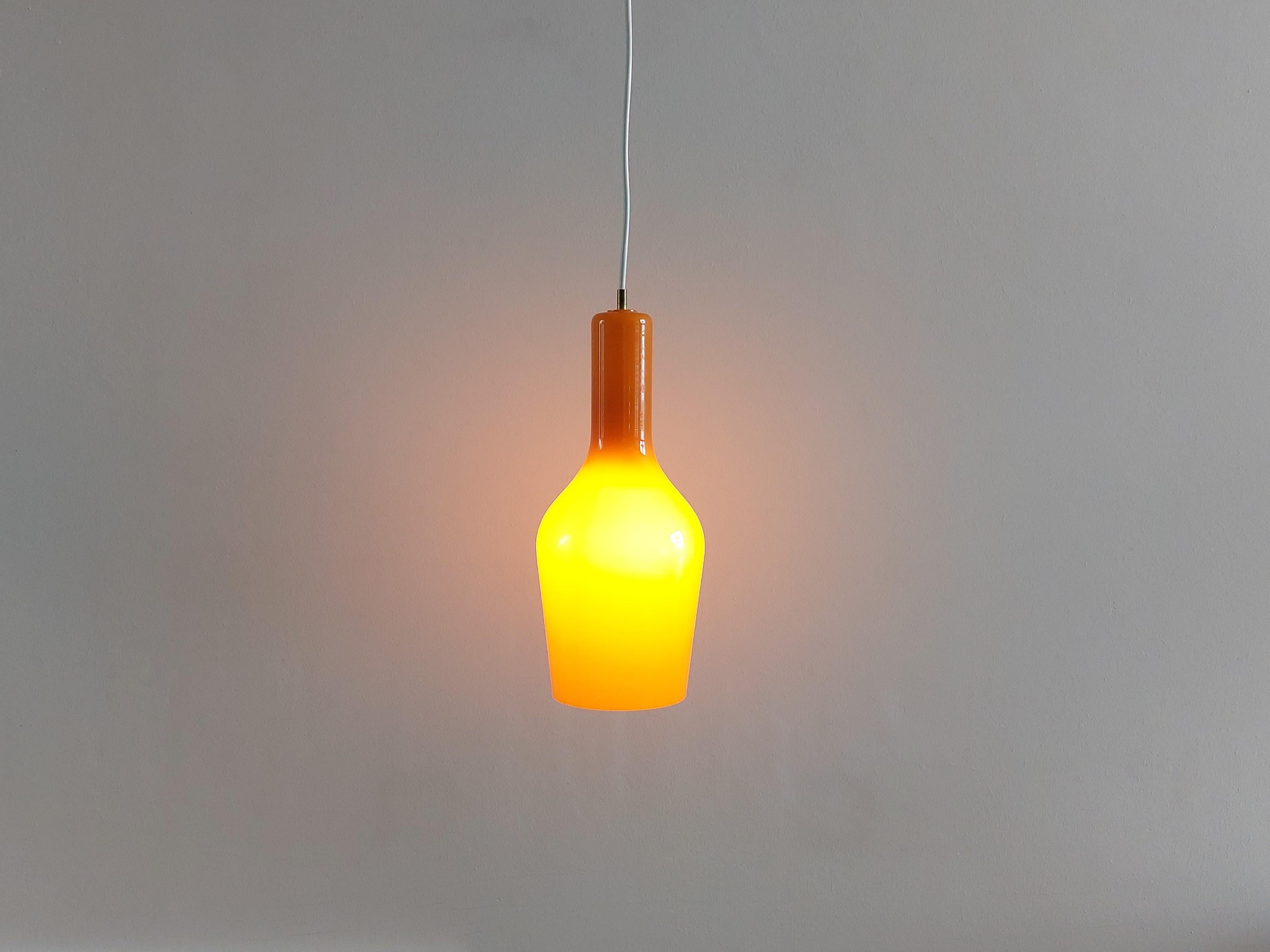 Orange Murano Glass Pendant Lamp by Gino Vistosi for Vistosi, Italy, 1960's For Sale 1