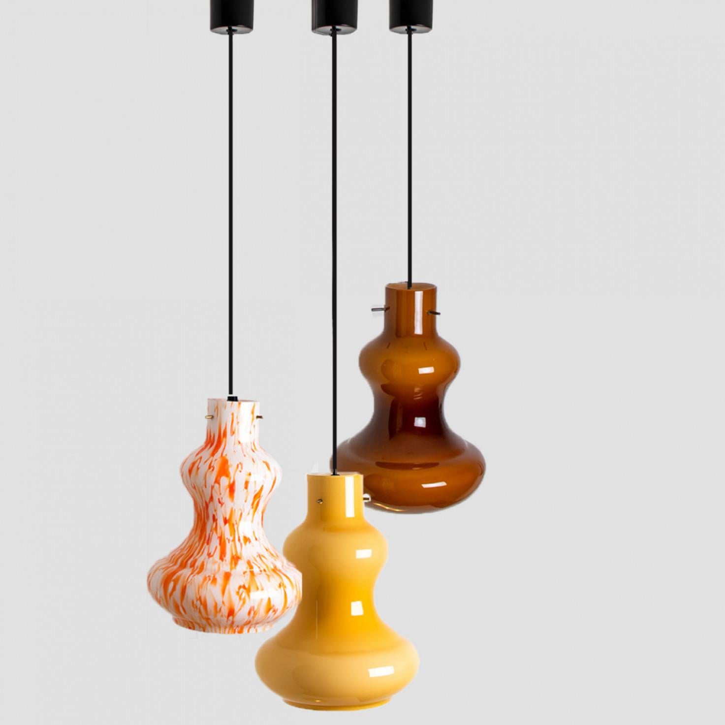 Lampada a sospensione in vetro di Murano arancione di Massimo Vignelli per Venini, 1960 in vendita 9