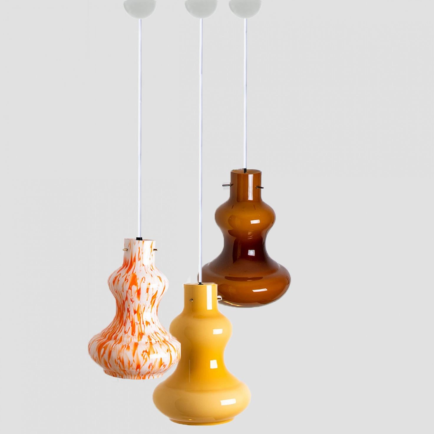 Moderno Lampada a sospensione in vetro di Murano arancione di Massimo Vignelli per Venini, 1960 in vendita